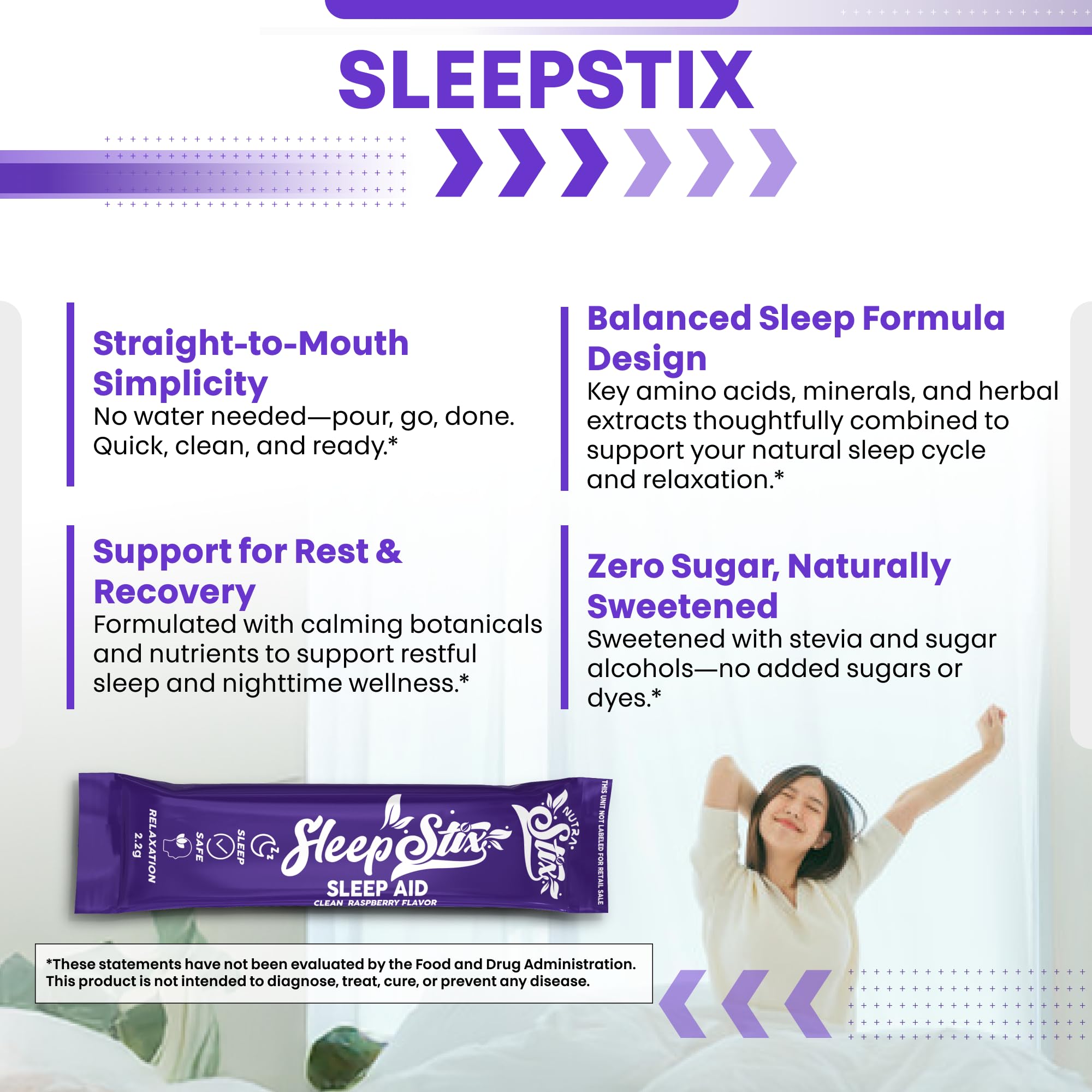 Sleep Aid Melatonin Powder Tryptophan Glycine Valerian Root Magnesium For Sleep Lemon Balm L Theanine Magnesium Glycinate Zinc Sleep Aid Myo Inositol GABACalm B6 5 HTP Stress Relief 20 Stix Clean Nutraceuticals uk supplements