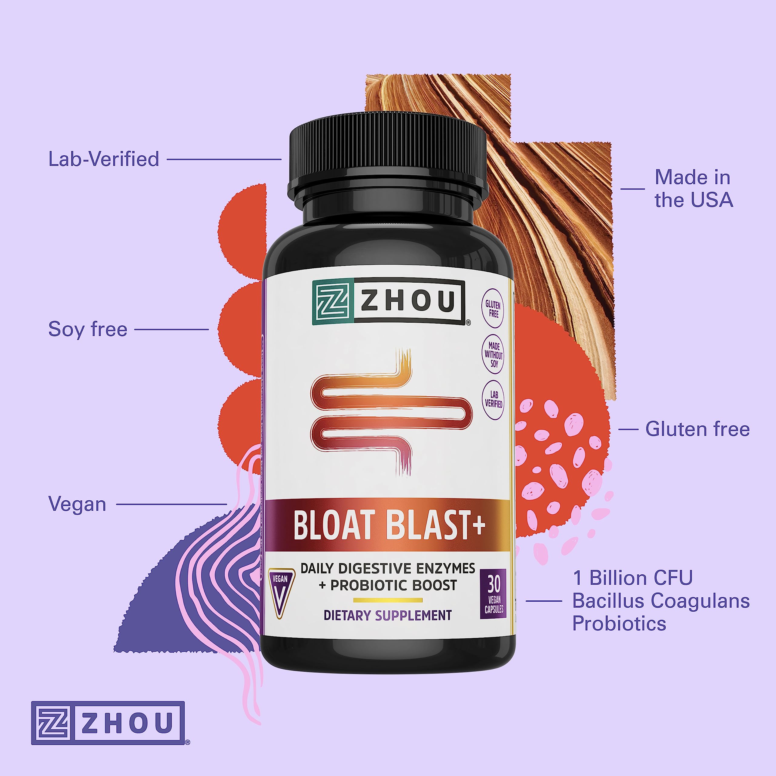 Zhou Nutrition Bloat Blast+ Digestive Enzymes with Probiotics, Bloating Relief for Women Zhou Nutrition uk supplements