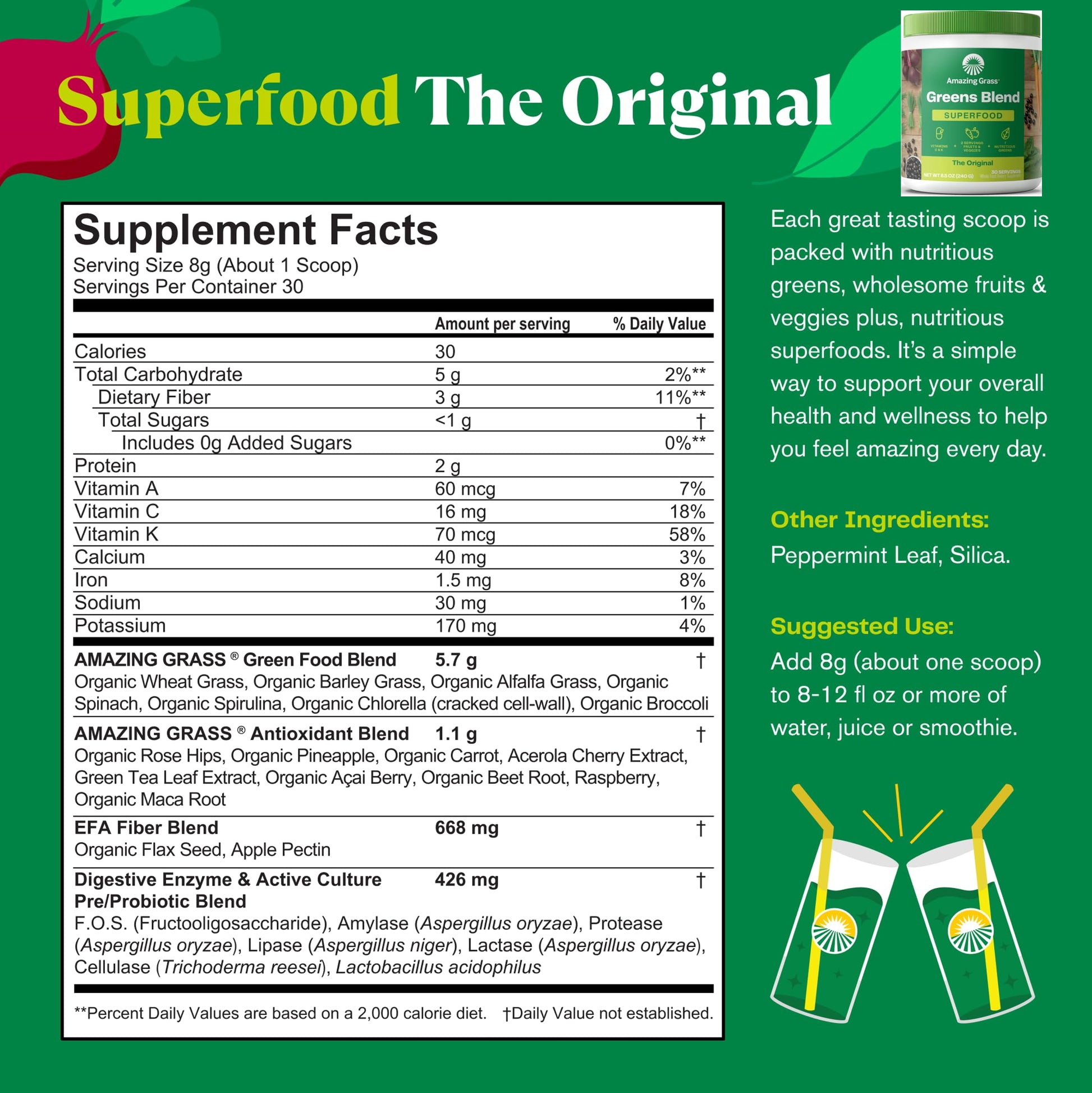 Amazing Grass Greens Blend Superfood: Super Greens Powder Smoothie Mix for Boost Energy, 30 Servings & Nature Fuel Power Beets Powder, Beet Root Powder, Support Natural Energy, 30 Servings Amazing Grass uk supplements