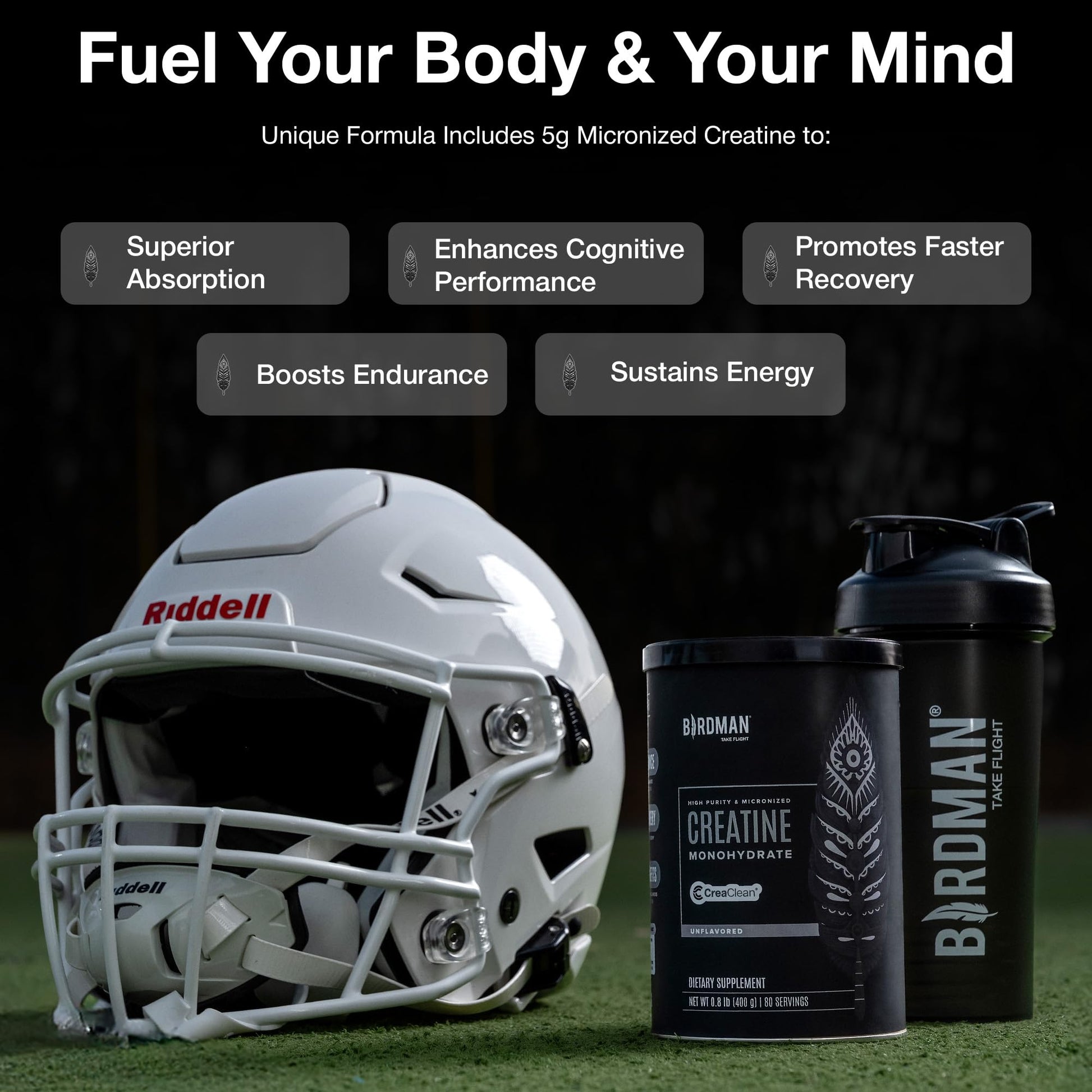 BIRDMAN Micronized Creatine Monohydrate Powder, Muscle Recovery, Caffeine Free, Creatine Pre Workout, Vegan, Post Workout, Gluten Free, Sugar Free | 80 Servings (5 Grams Each) | 0.8lb BIRDMAN uk supplements