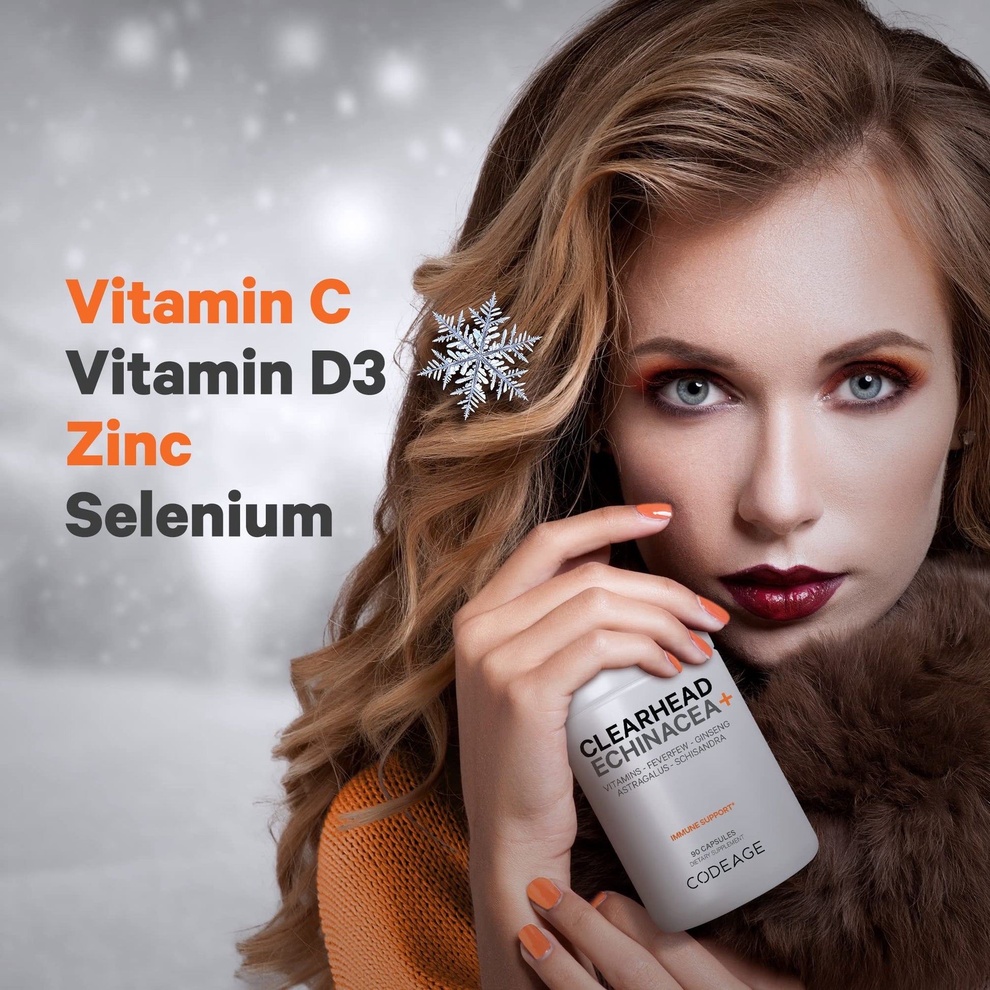Codeage Clearhead Echinacea+ Supplement - Echinacea, Schisandra, Feverfew, Coptis, American Ginseng, Astragalus, Garlic, Probiotics, Vitamins C & D3, Zinc, Selenium - Clear Head Vitamin - 90 Capsules Codeage uk supplements