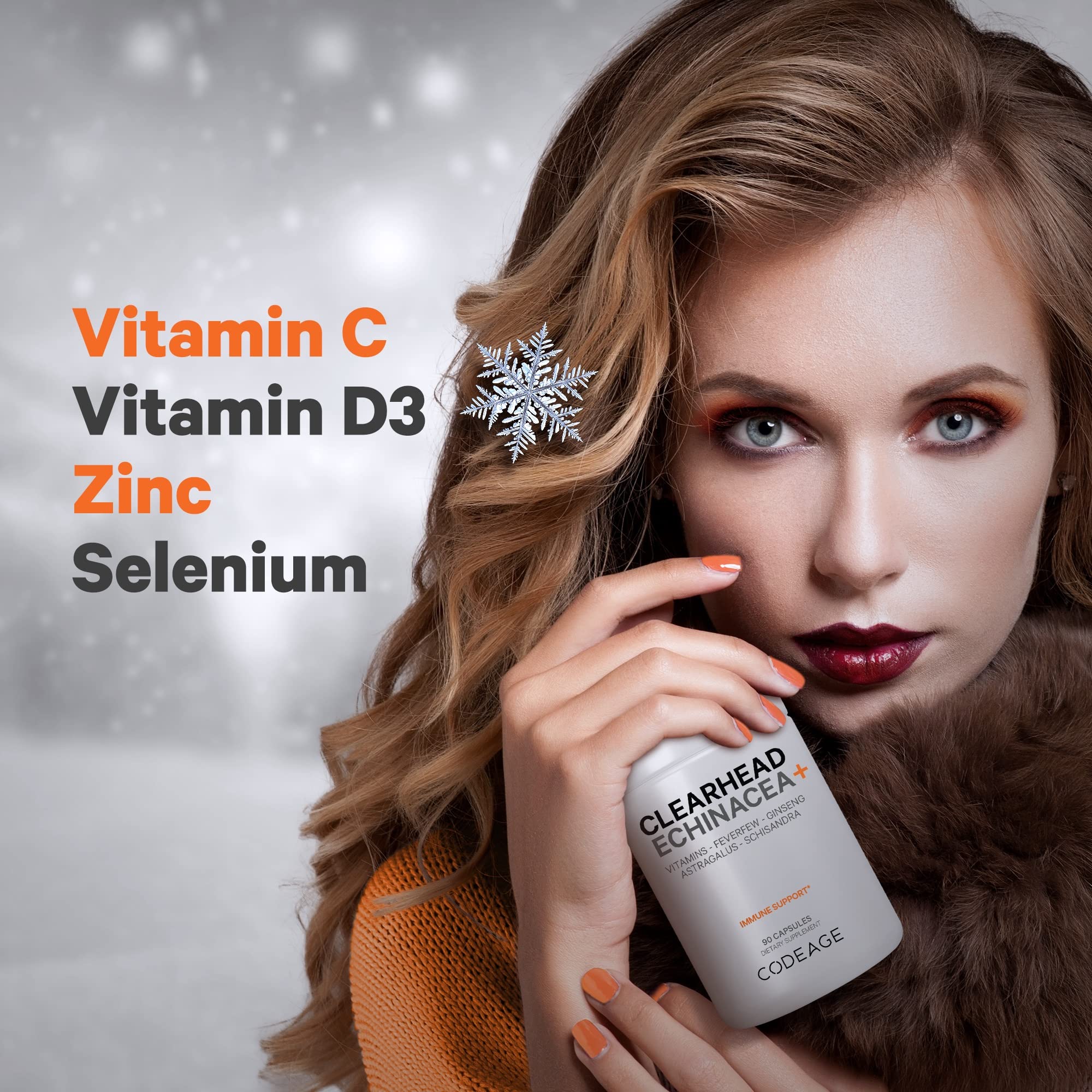Codeage Clearhead Echinacea+ Supplement - Echinacea, Schisandra, Feverfew, Coptis, American Ginseng, Astragalus, Garlic, Probiotics, Vitamins C & D3, Zinc, Selenium - Clear Head Vitamin - 90 Capsules Codeage uk supplements