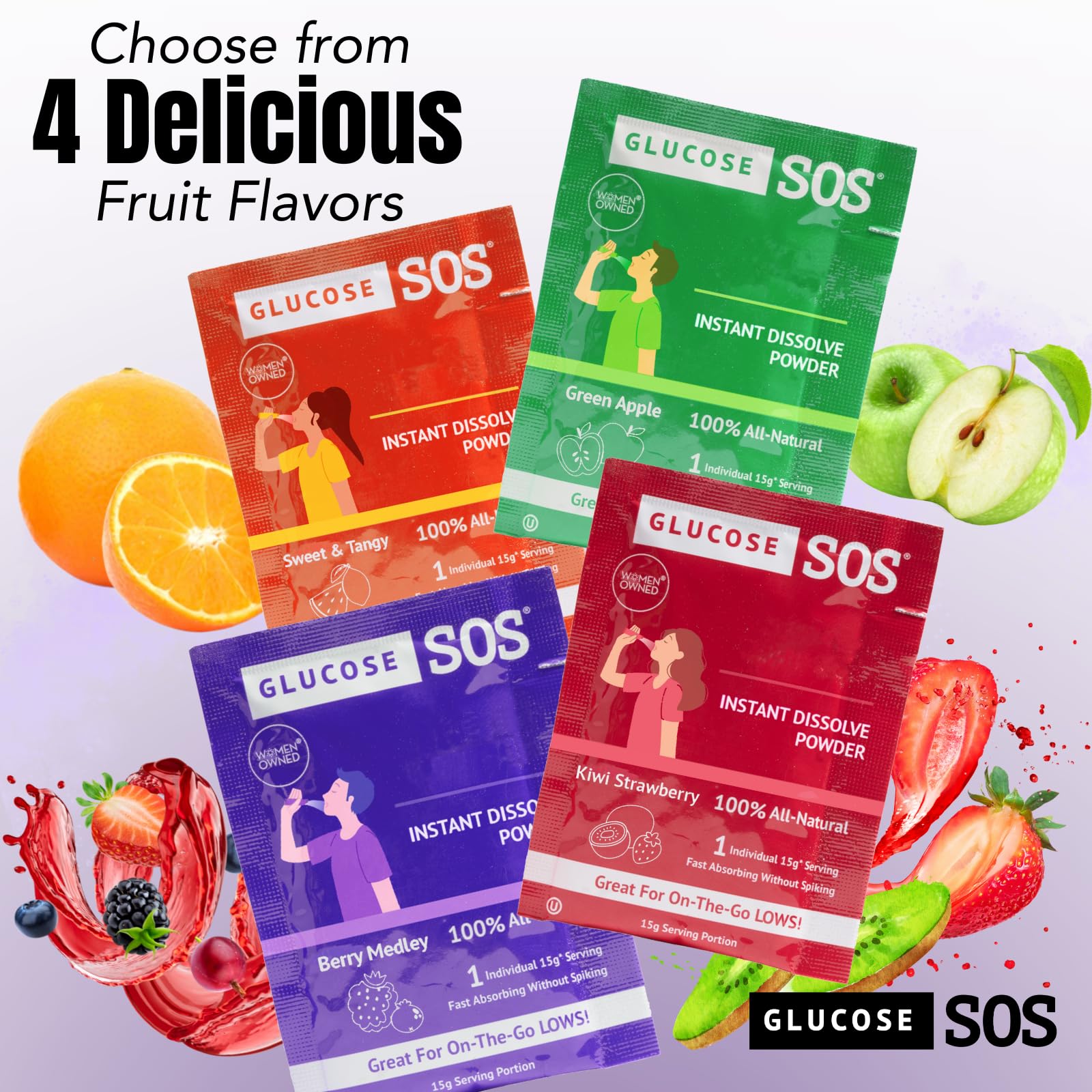 Glucose SOS Glucose Powder Packets with Natural Dextrose, Fast-Absorption That Instantly Dissolves in Your Mouth with No Water Needed, Sweet & Tangy 12 Servings Glucose SOS uk supplements