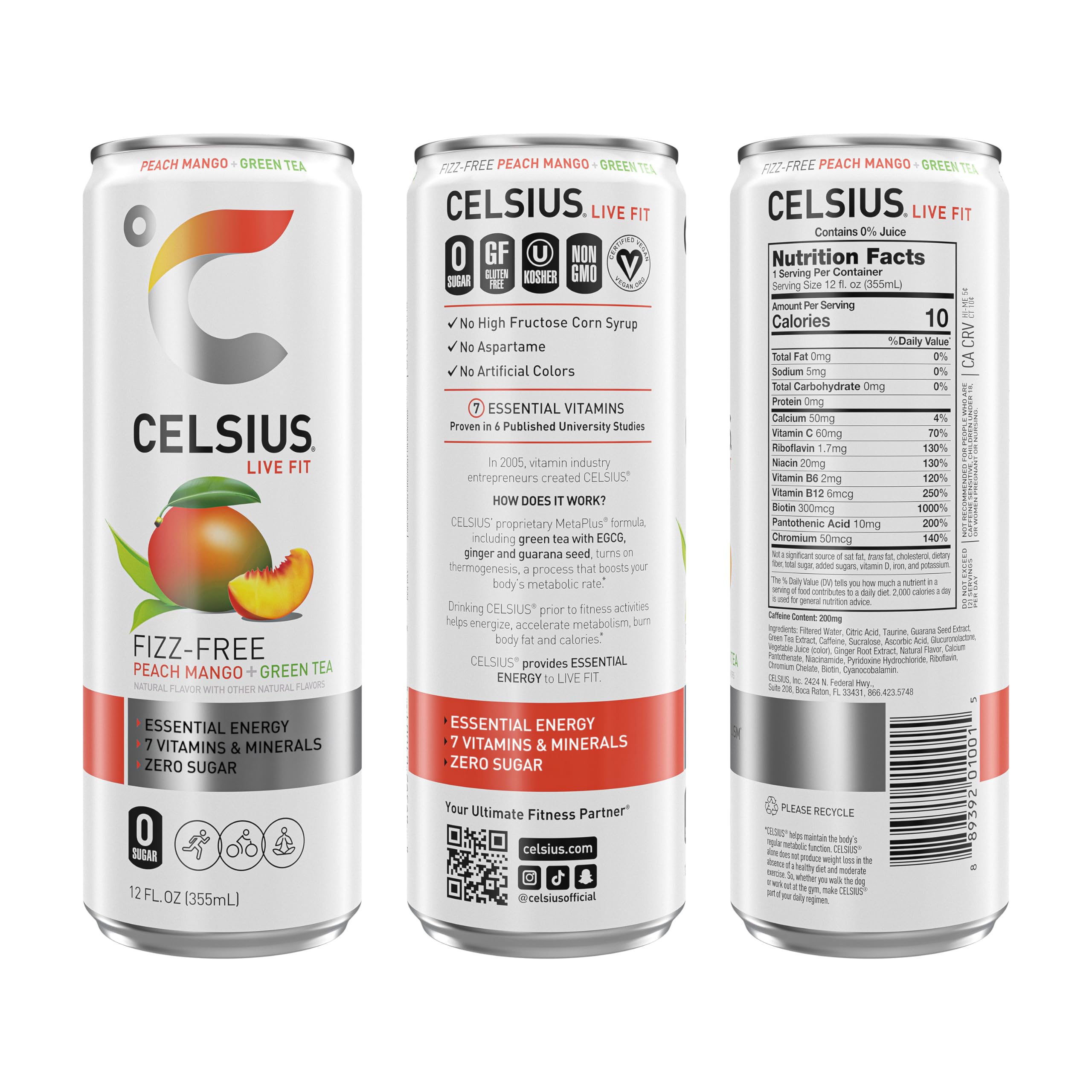 CELSIUS Fizz Free Variety Pack, Functional Essential Energy Drink 12 Fl Oz (Pack of 12) CELSIUS uk supplements