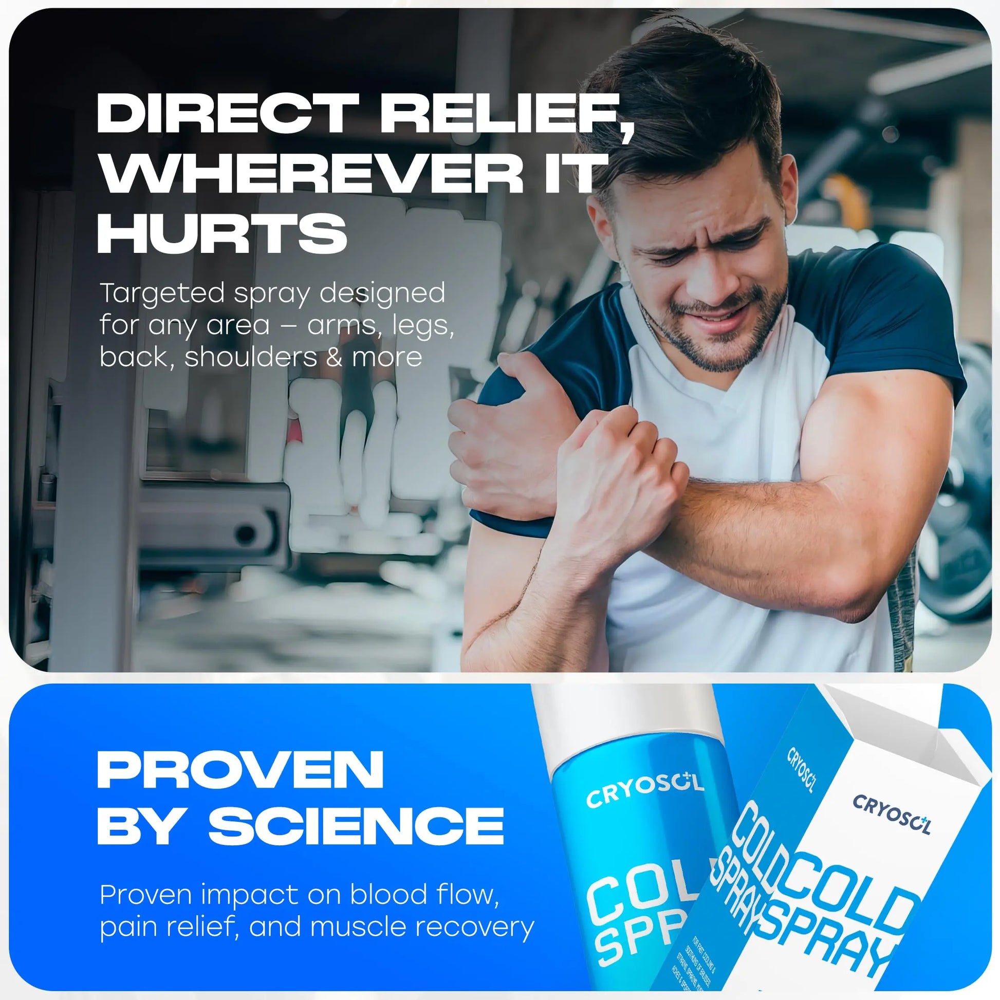 CRYOSOL Freeze Spray for Rapid Relief Anywhere - Pain Relief Spray for Sprains, Strains, Bruises, Aches and Sports Injuries - Cryotherapy for Instant Cooling Relief - 200ml / 6.76 fl oz Venture Healthcare uk supplements