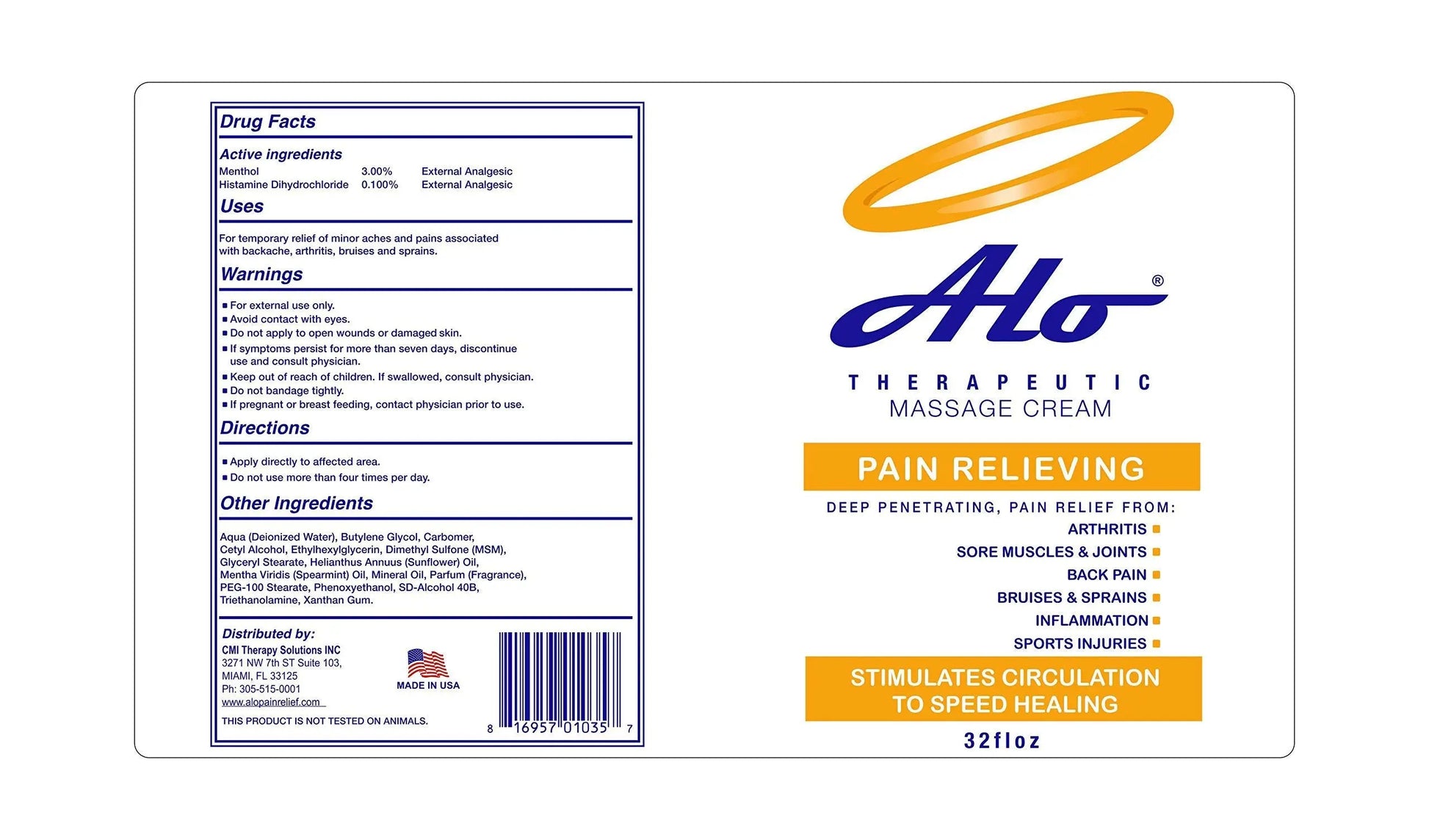 ALO Pain Relief Cream Therapy(32 oz with Pump) for Arthritis, Back Pain, Sciatica, Plantar Fasciitis, Tennis Elbow, Sore Muscles & Joints Inflammation - Working Out Aches, Acute Pain and Chronic Pain ALO Pain Relief Cream uk supplements