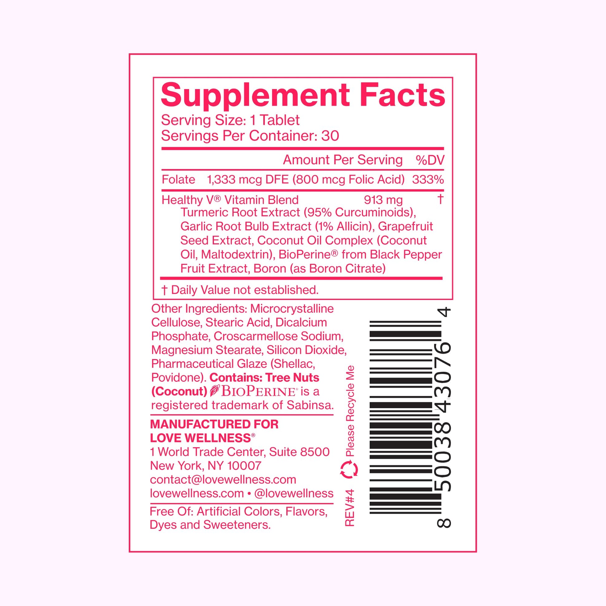 Love Wellness Healthy V Vitamin | Women's Vaginal Health Supplement | pH Balance, Gut Health & Immune Support Supplement | Balance of Candida Yeast with Turmeric, Garlic & Coconut Oil | 30 Count Love Wellness uk supplements