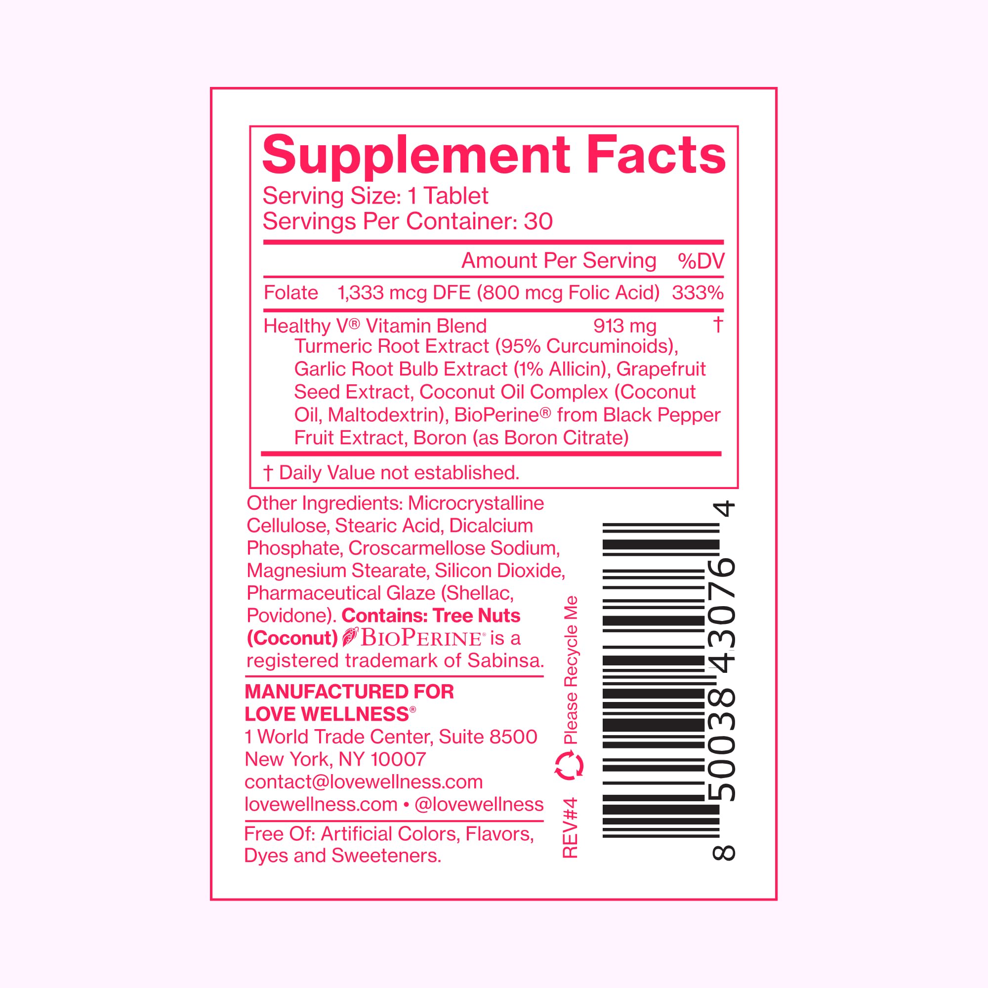 Love Wellness Healthy V Vitamin | Women's Vaginal Health Supplement | pH Balance, Gut Health & Immune Support Supplement | Balance of Candida Yeast with Turmeric, Garlic & Coconut Oil | 30 Count Love Wellness uk supplements