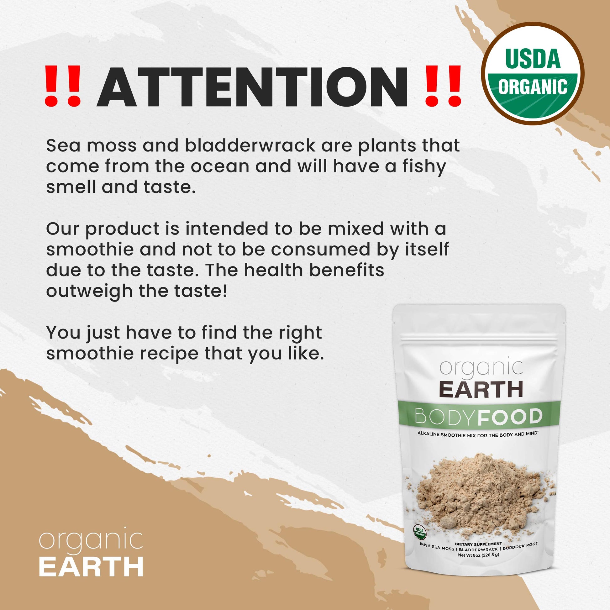 Organic Earth Irish Sea Moss Powder 8oz - Wildcrafted Sea Moss Organic with Bladderwrac Organic Earth uk supplements