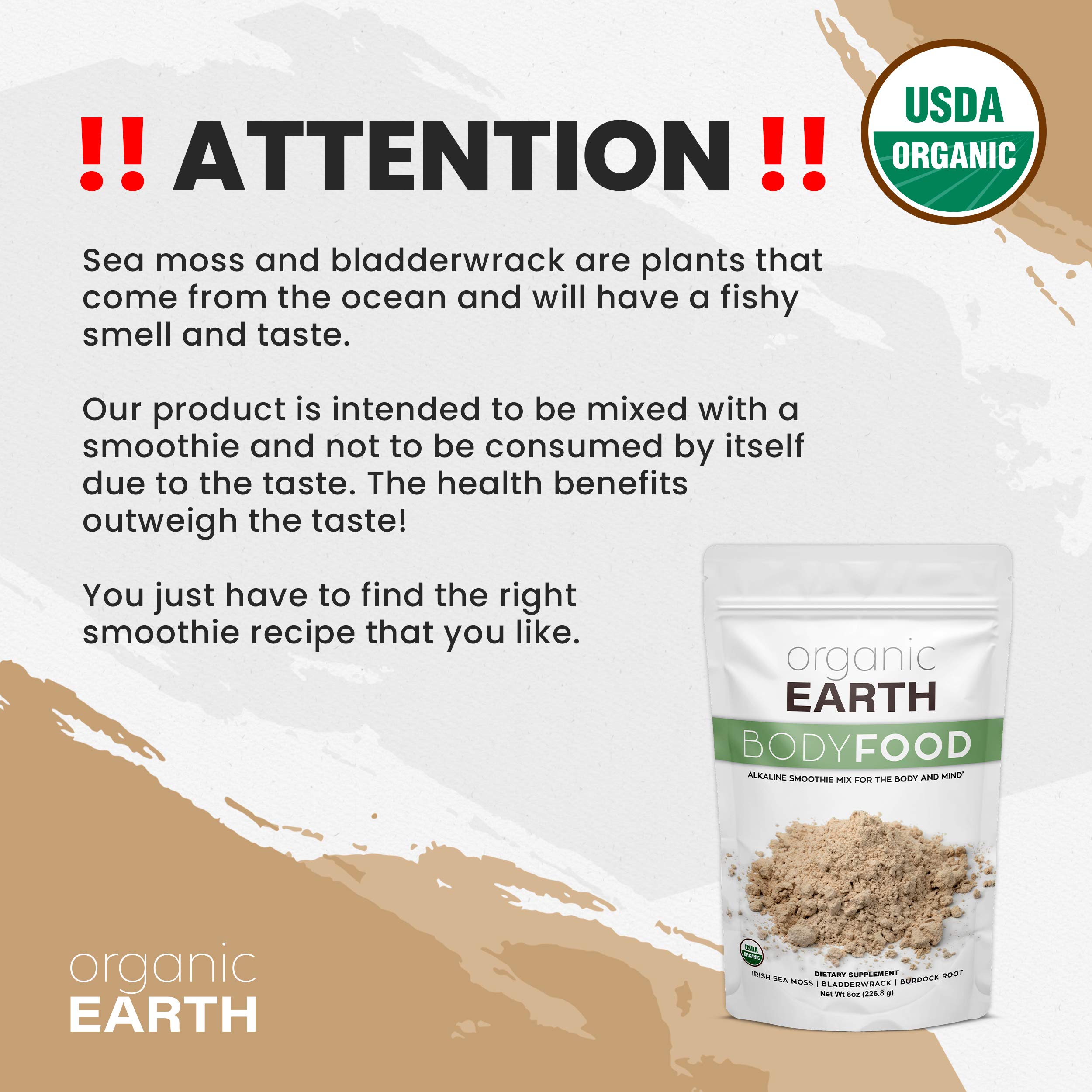 Organic Earth Irish Sea Moss Powder 8oz - Wildcrafted Sea Moss Organic with Bladderwrac Organic Earth uk supplements