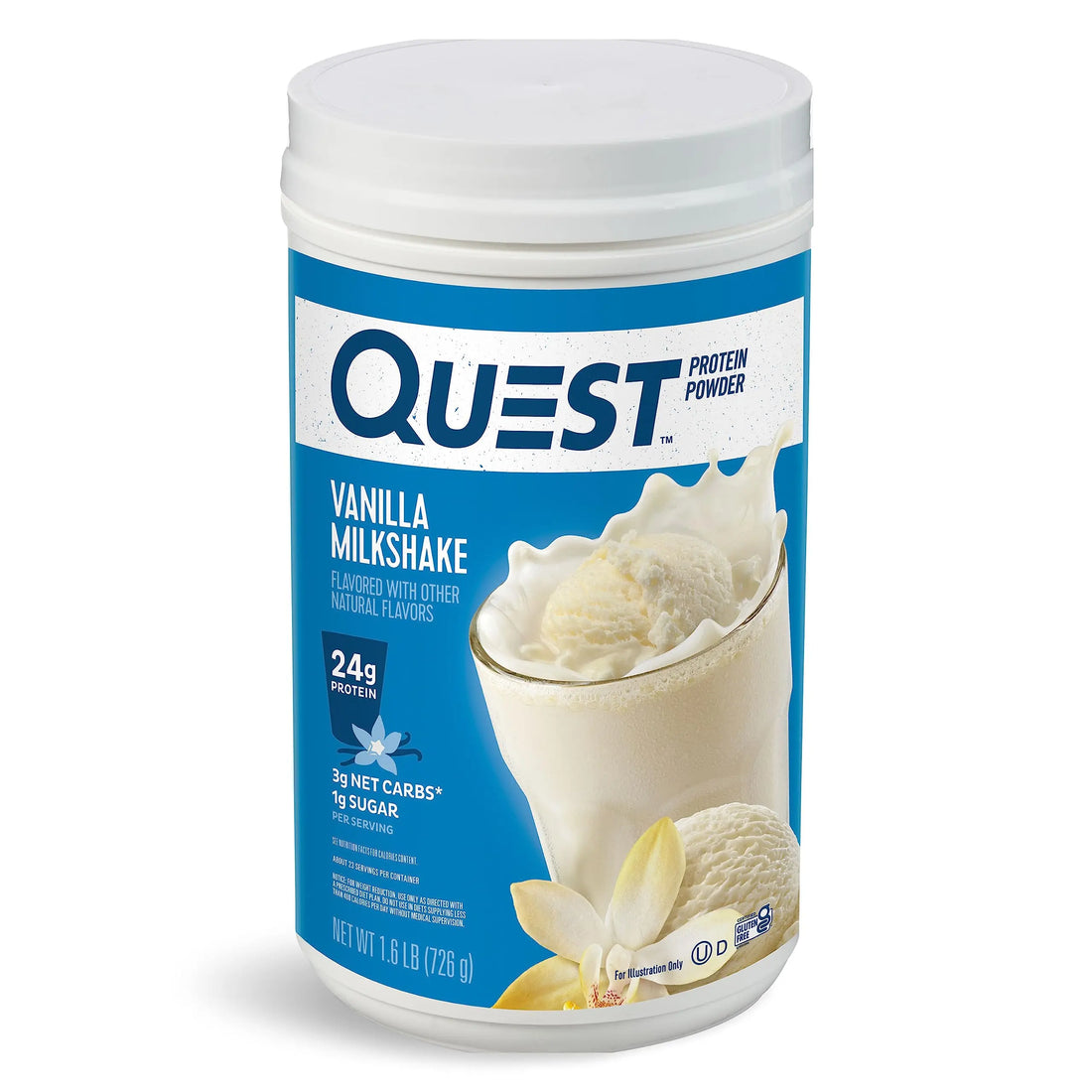 Quest Nutrition Vanilla Milkshake Protein Powder, 24g of Protein, 1g of Sugar, Low Carb, Gluten Free, 1.6 Pound, 23 Servings Quest uk supplements