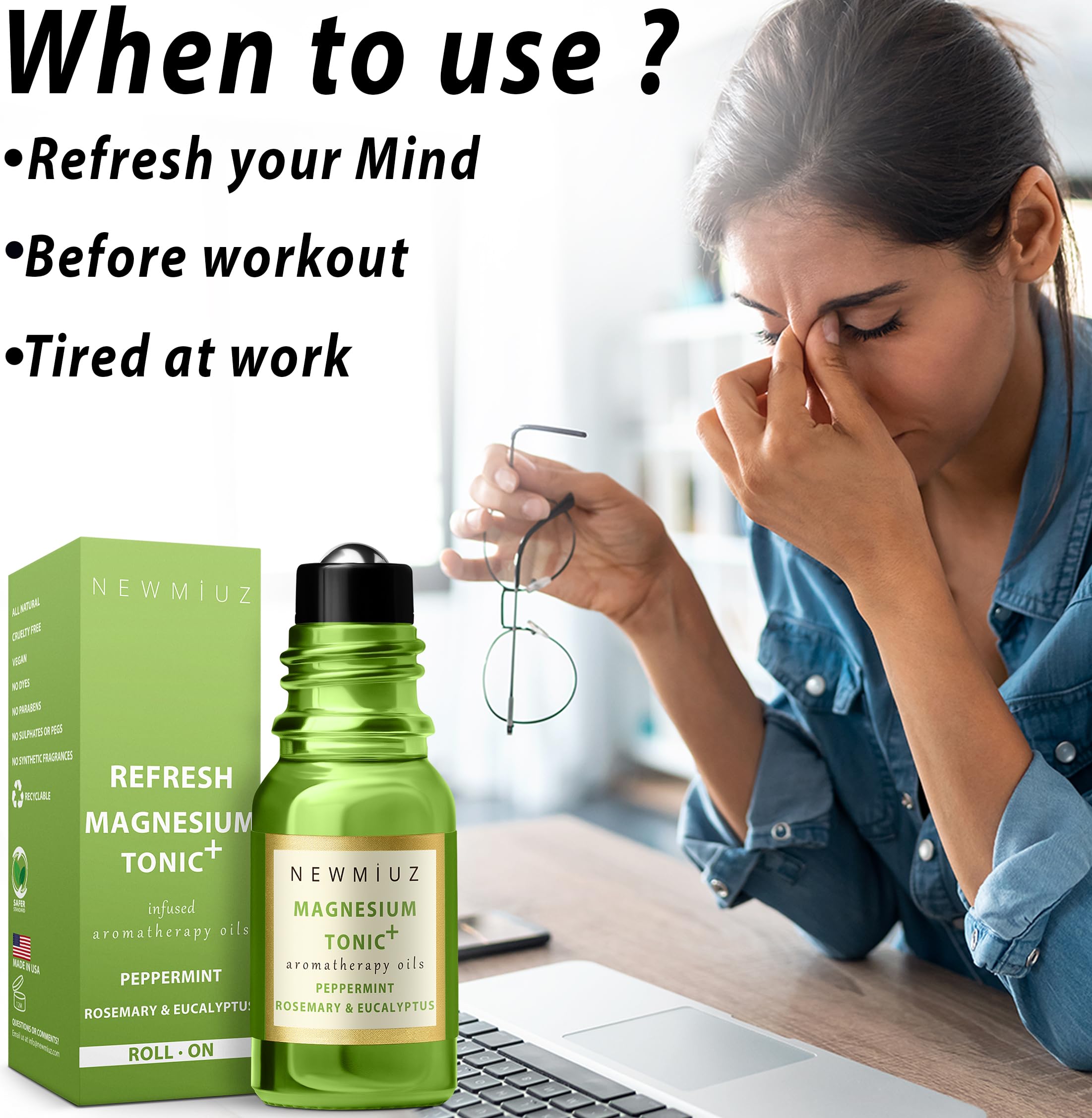 Headache Roll On Stick Peppermint Rosemary and Eucalyptus & Cleansing and Protect Juniper Berry White Sage with Nerolina Pack of 2 New Miuz uk supplements