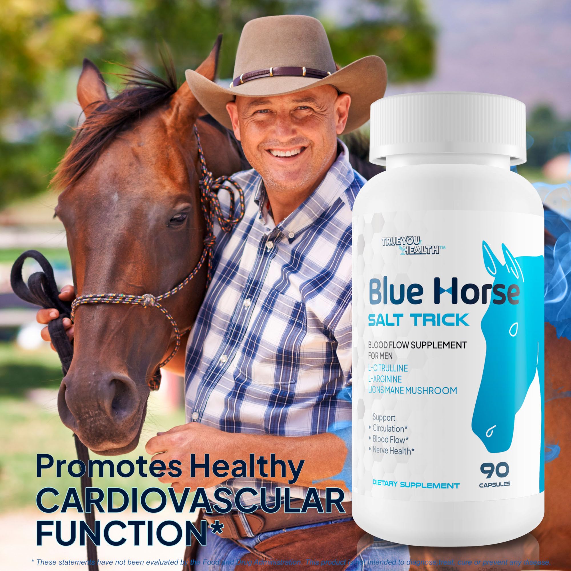 Blue Horse Salt Trick - Our Best Blood Flow Supplement for Men - Our Best Circulation Supplement - Male Circulation Supplements Nitric Oxide Vasodilator to Improve Blood Flow 7 Blue Salt Trick for Men True You Health uk supplements