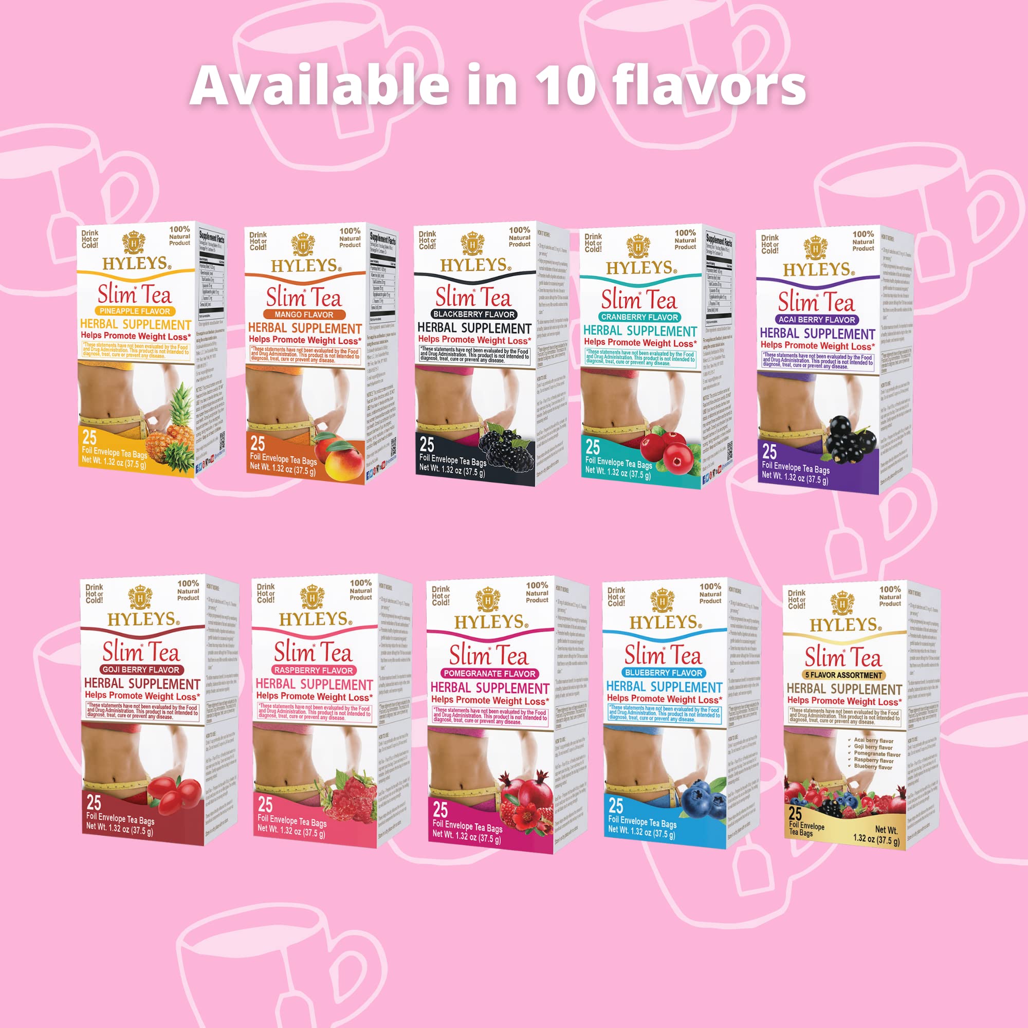 Hyleys Slim Tea Raspberry Flavor - Weight Loss Herbal Supplement Cleanse and Detox HYLEYS uk supplements