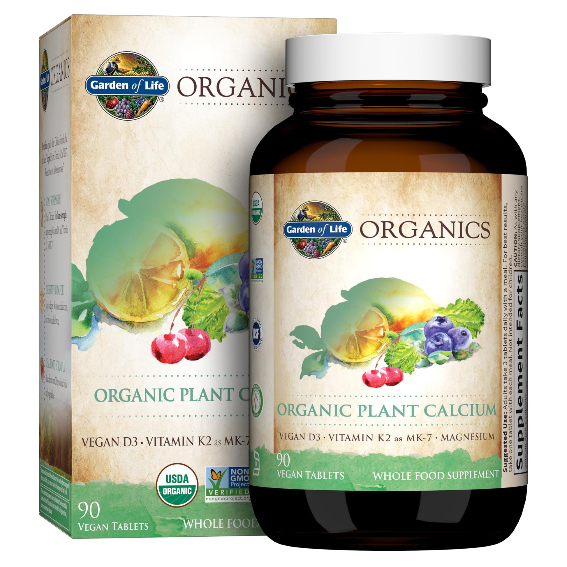 Garden of Life Calcium Supplement with Magnesium & Organic Vitamin D3 K2, Made from Whole Foods, Gluten-Free, 90 Count Garden of Life uk supplements