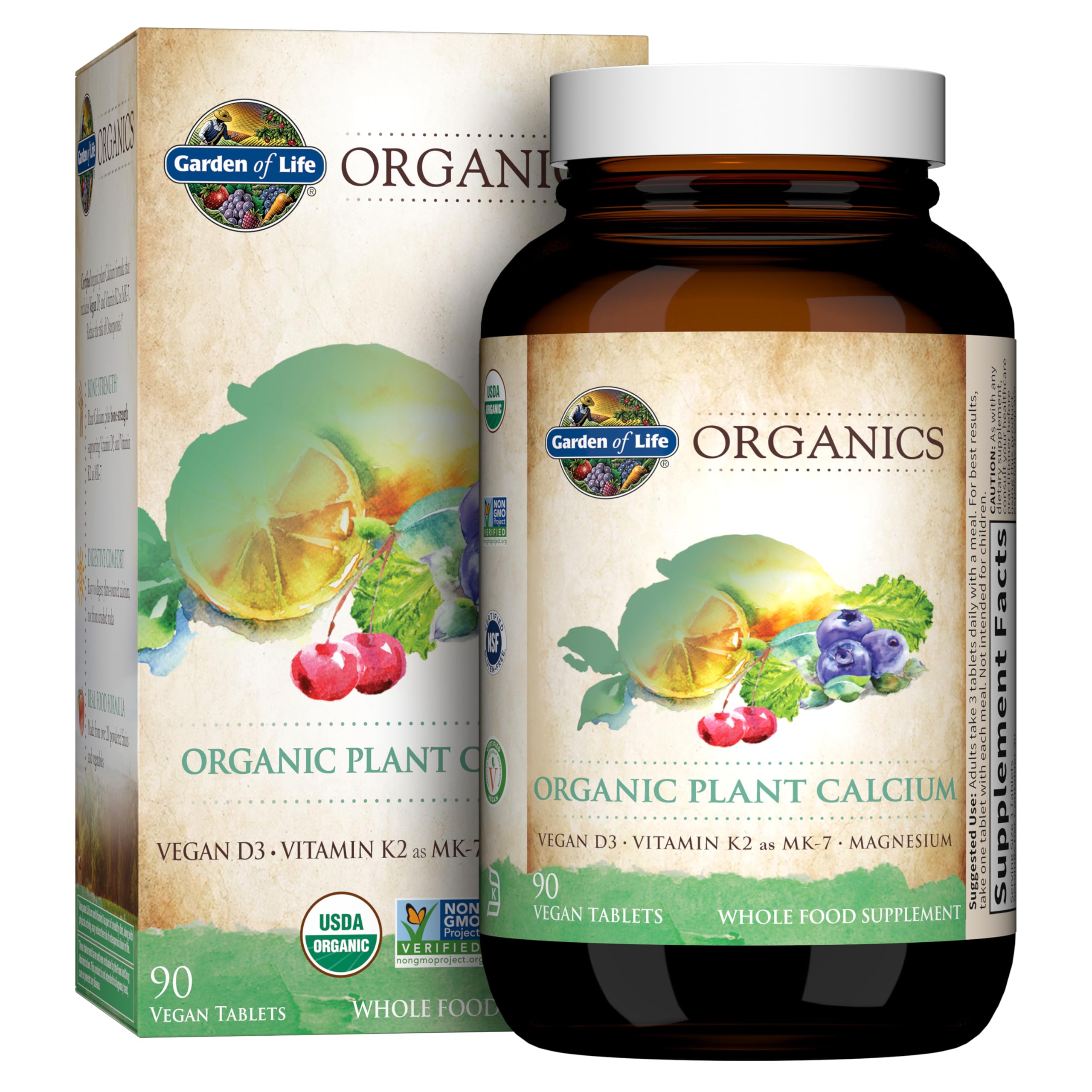 Garden of Life Calcium Supplement with Magnesium & Organic Vitamin D3 K2, Made from Whole Foods, Gluten-Free, 90 Count Garden of Life uk supplements