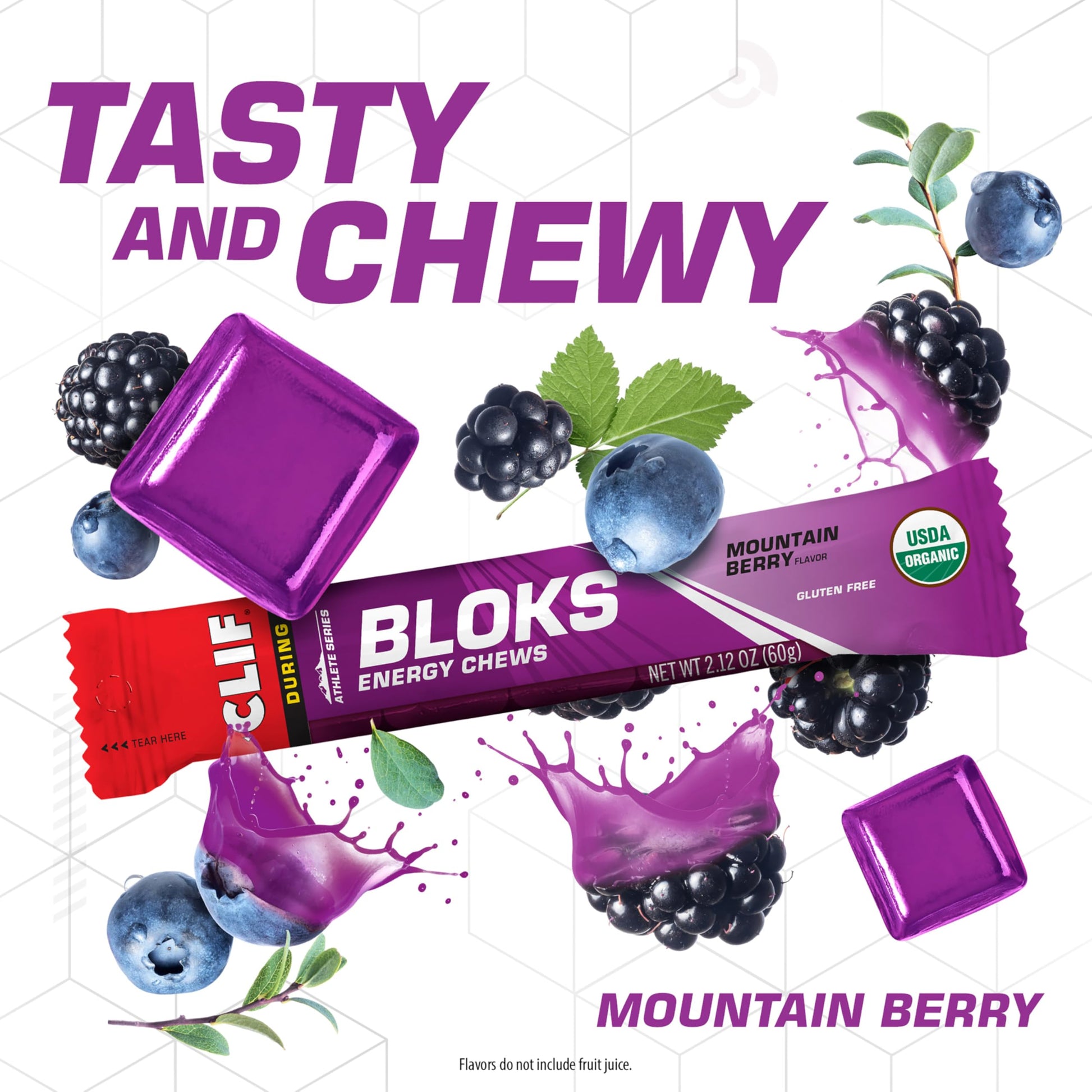 CLIF BLOKS - Mountain Berry Flavor - Energy Chews - Non-GMO - Plant Based - Fast Fuel for Cycling and Running - Quick Carbohydrates and Electrolytes - 2.12 oz. (18 Count) CLIF Bar uk supplements