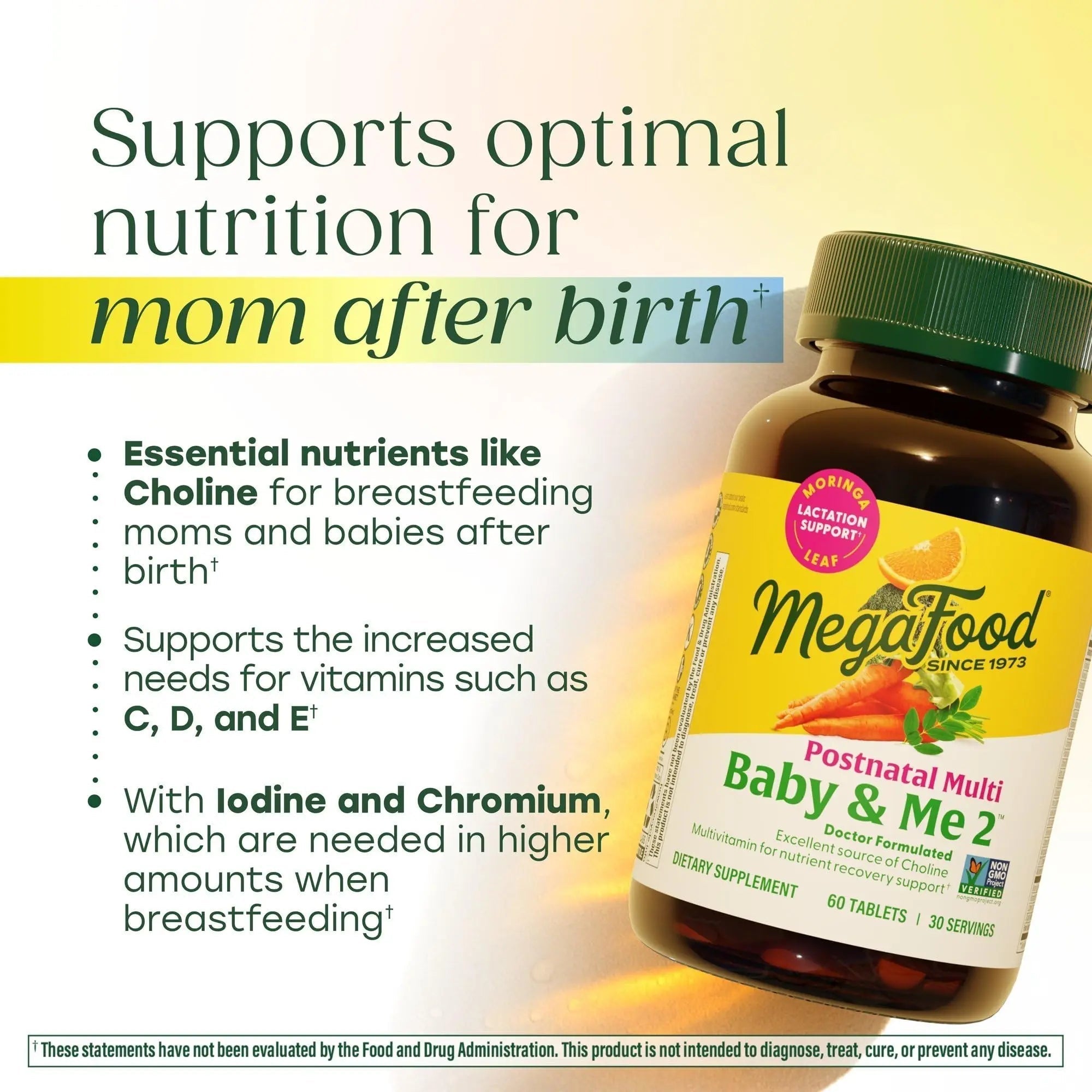 MegaFood Baby & Me 2 Postnatal Vitamins for Women Breastfeeding with Folate (Folic Acid Natural Form), Choline, Iodine, Vitamin D MegaFood uk supplements