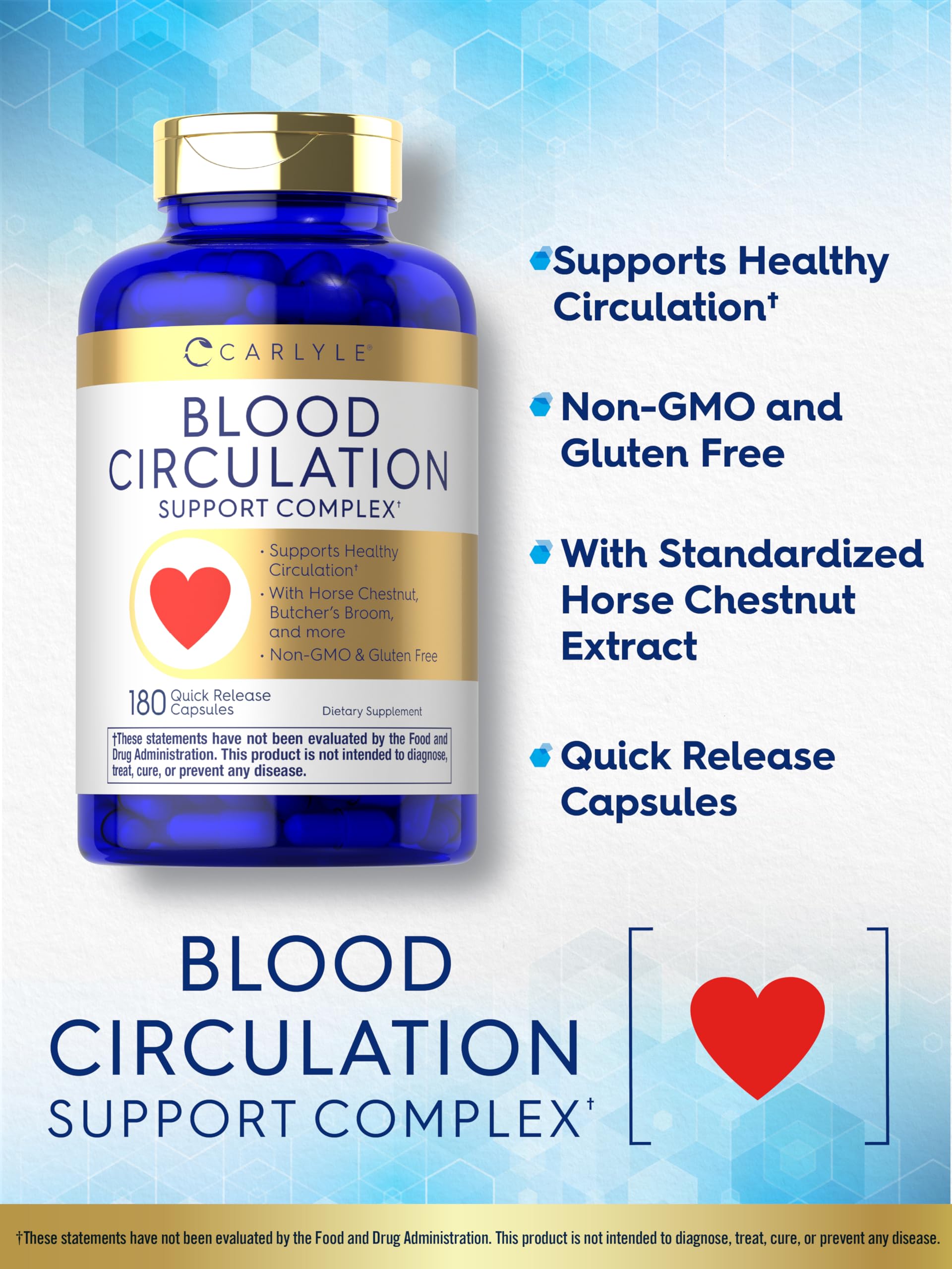 Carlyle Blood Circulation Supplement | 180 Capsules | Supports Healthy Circulation | Non-GMO, Gluten Free Carlyle uk supplements