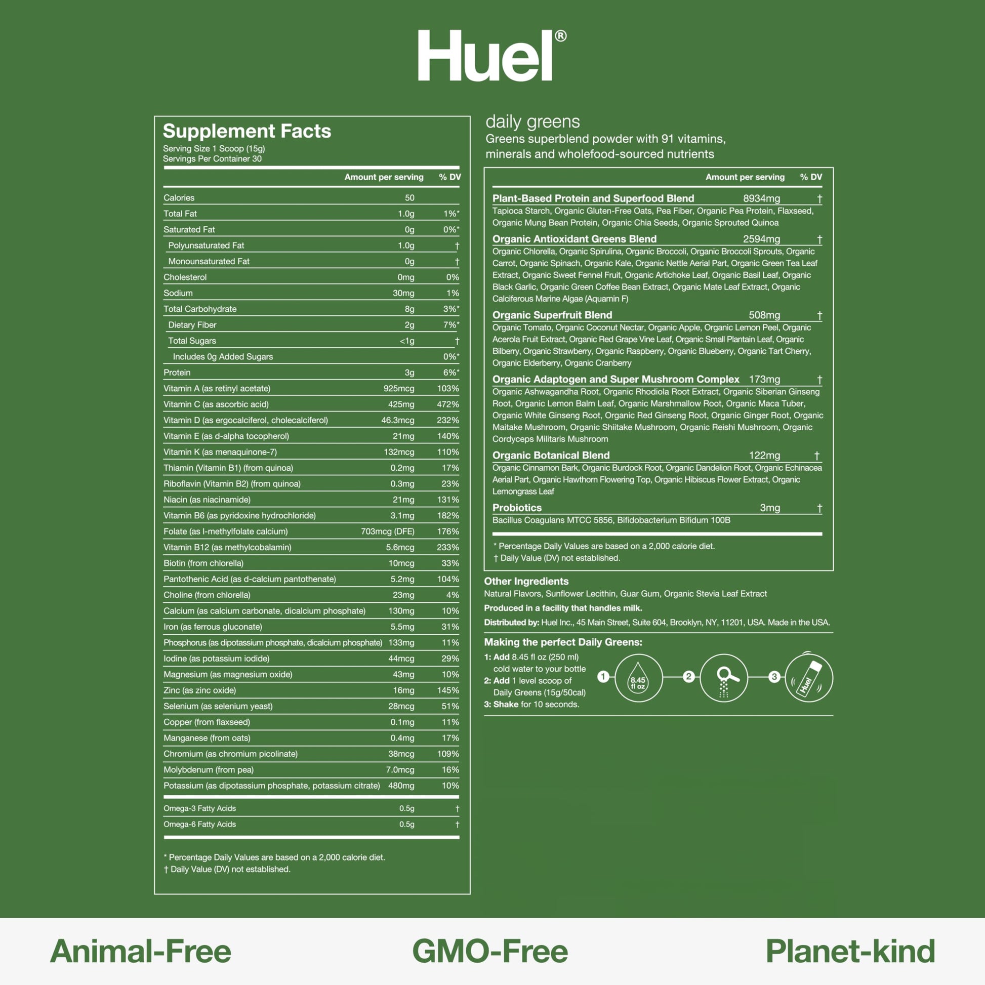 Huel Daily Greens | Superfood Greens Powder | 91 Vitamins, Minerals, and Wholefood Huel uk supplements