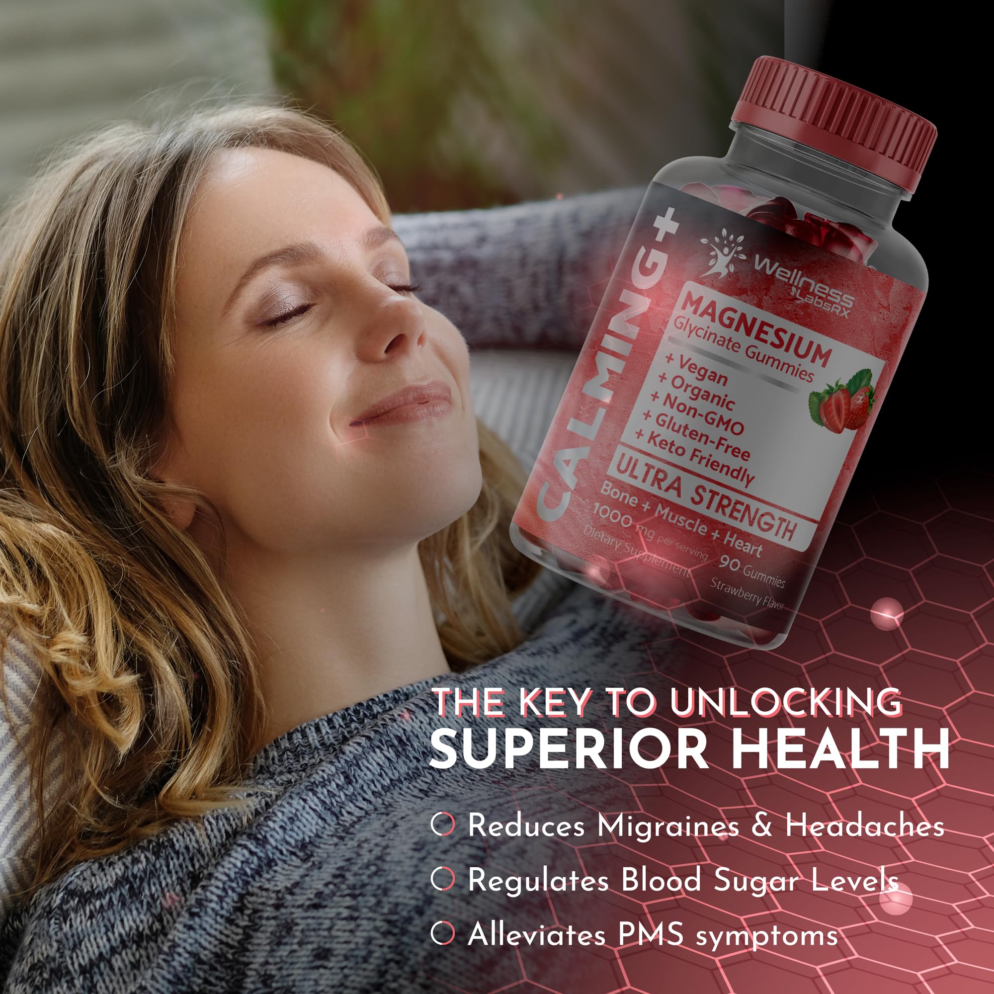 Magnesium Glycinate Gummies - 1000 mg - Magnesium Supplement to Support WELLNESS LABSRX uk supplements