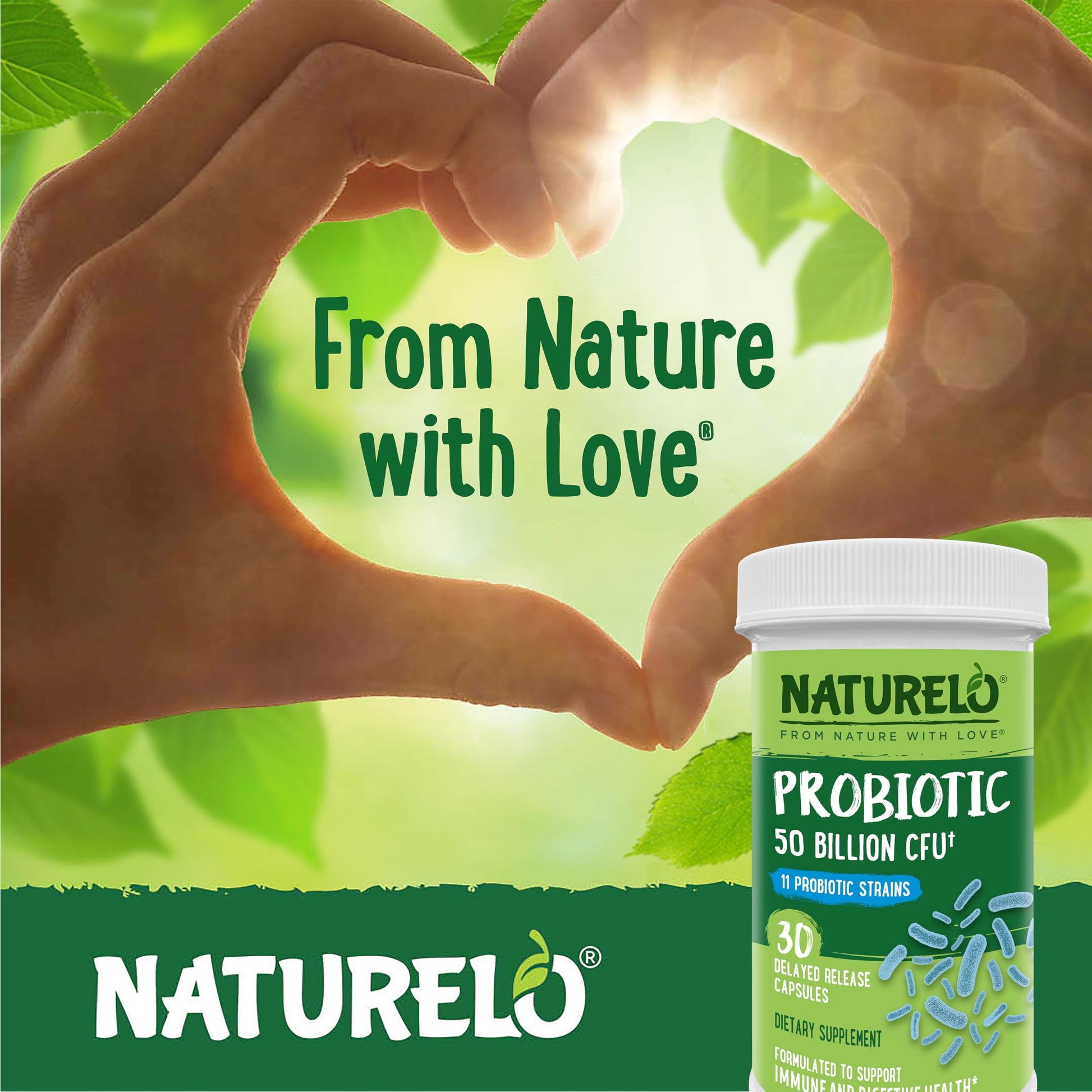 NATURELO Probiotic Supplement - 50 Billion CFU - 11 Strains - One Daily - Helps Support NATURELO uk supplements
