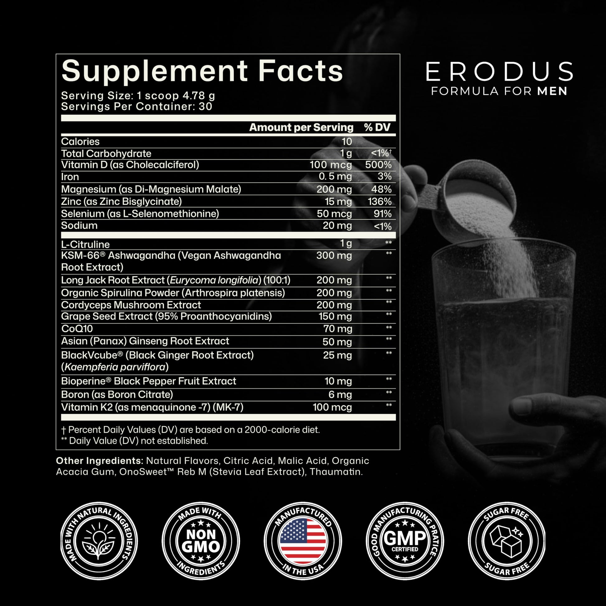 ERODUS Formula for Men - Advanced Testosterone Support Powder - Energy & Gym Supplement for Men - Supports Healthy Testosterone Levels & Physical Performance - with Ashwagandha (30 Day Supply) ERODUS uk supplements