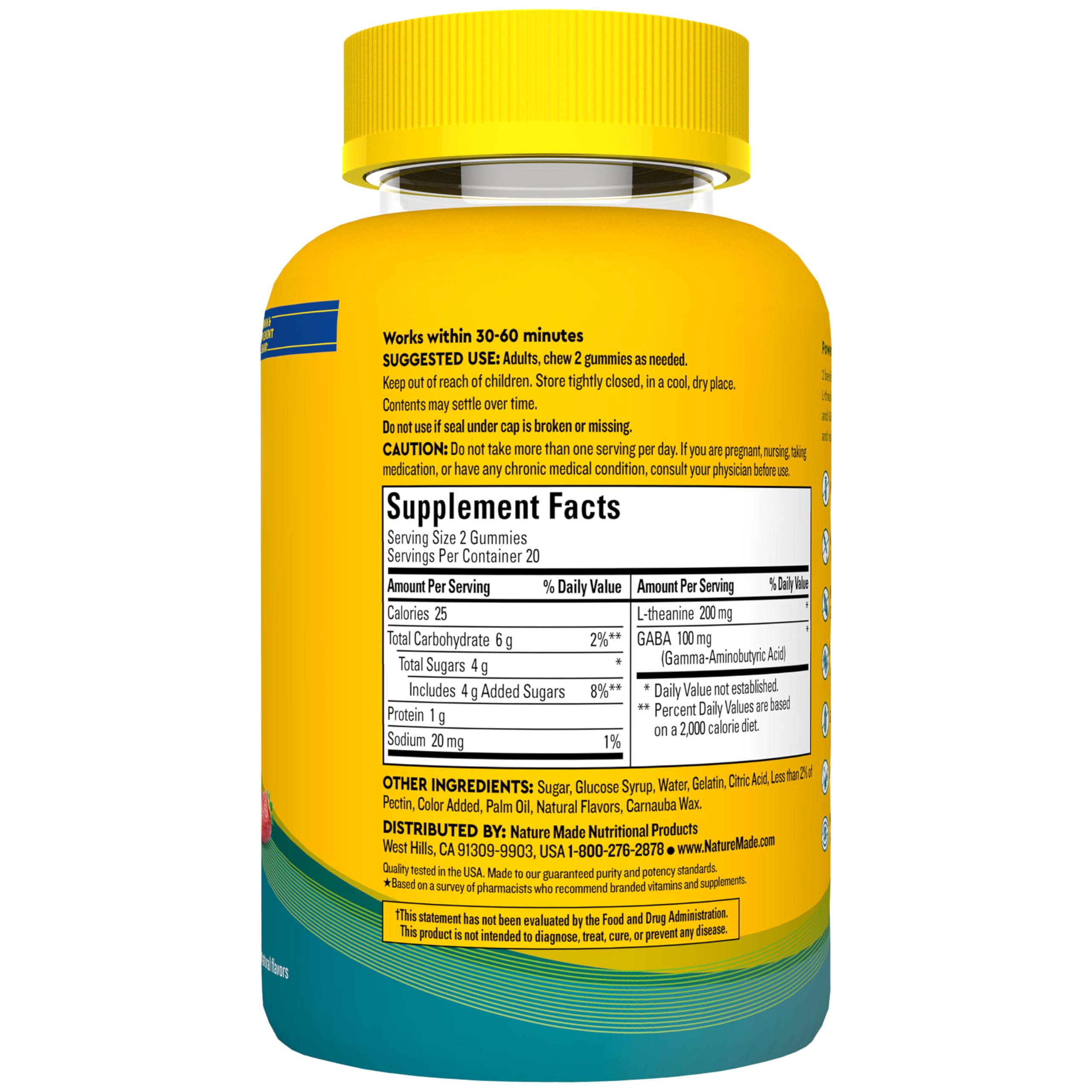 Nature Made Wellblends Stress Relief Gummies, L theanine 200mg to Help Reduce Stress, with GABA 100mg, Same Day Stress Support, 40 Strawberry Flavor Gummies Nature Made uk supplements