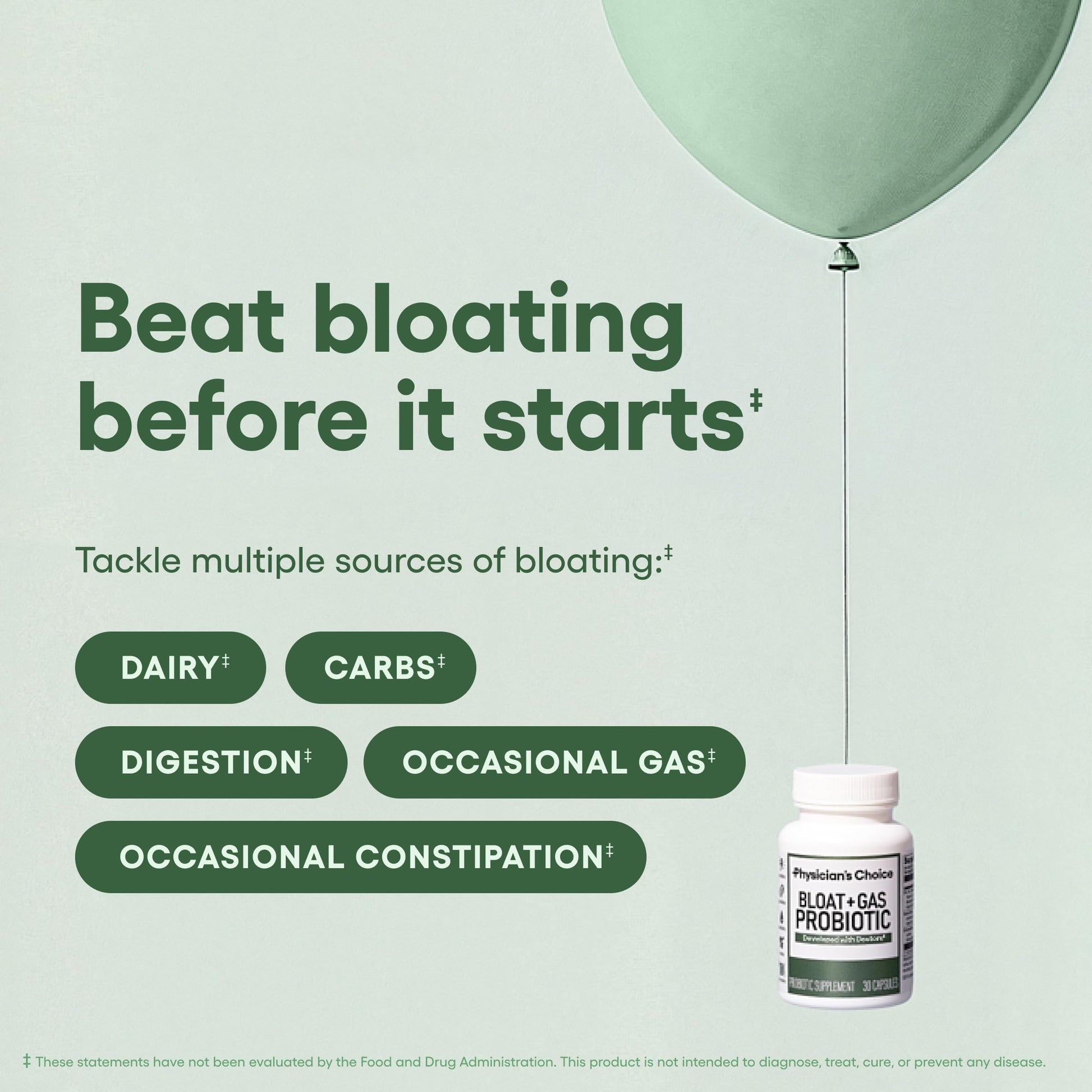 Physician's CHOICE Bloat & Gas Probiotic 5-in-1 Proactive Support + Daily Relief - Digestion & Gut Health- Herbals, Digestive Enzymes, Post & Prebiotics - Gas Relief for Adults - Women & Men - 30ct Physician's CHOICE uk supplements