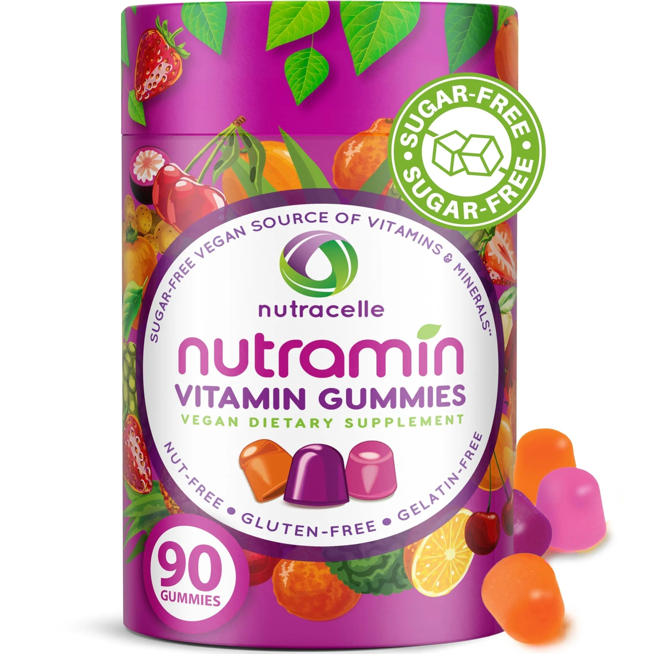 NUTRAMIN Daily Vegan Keto Multivitamin Gummies Non-GMO Natural Vitamin C, D + Zinc for Immunity, Plant-Based, Sugar-Free Nutracelle uk supplements