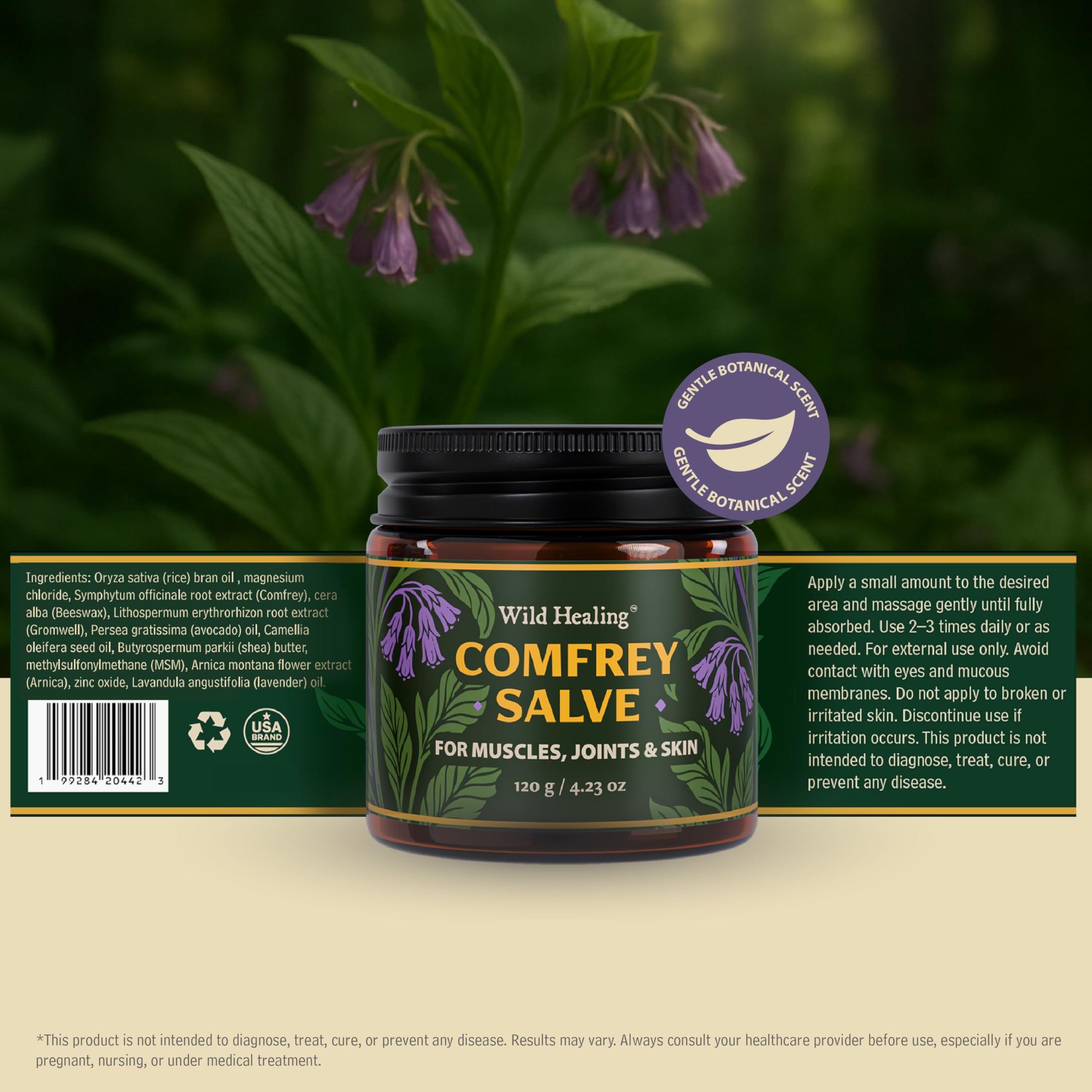 Wild Healing Comfrey Salve – Concentrated Herbal Balm with Arnica, Magnesium & MSM – Soothing Botanical Cream for Joints, Muscles & Dry Skin – 4.23 oz Wild Healing uk supplements