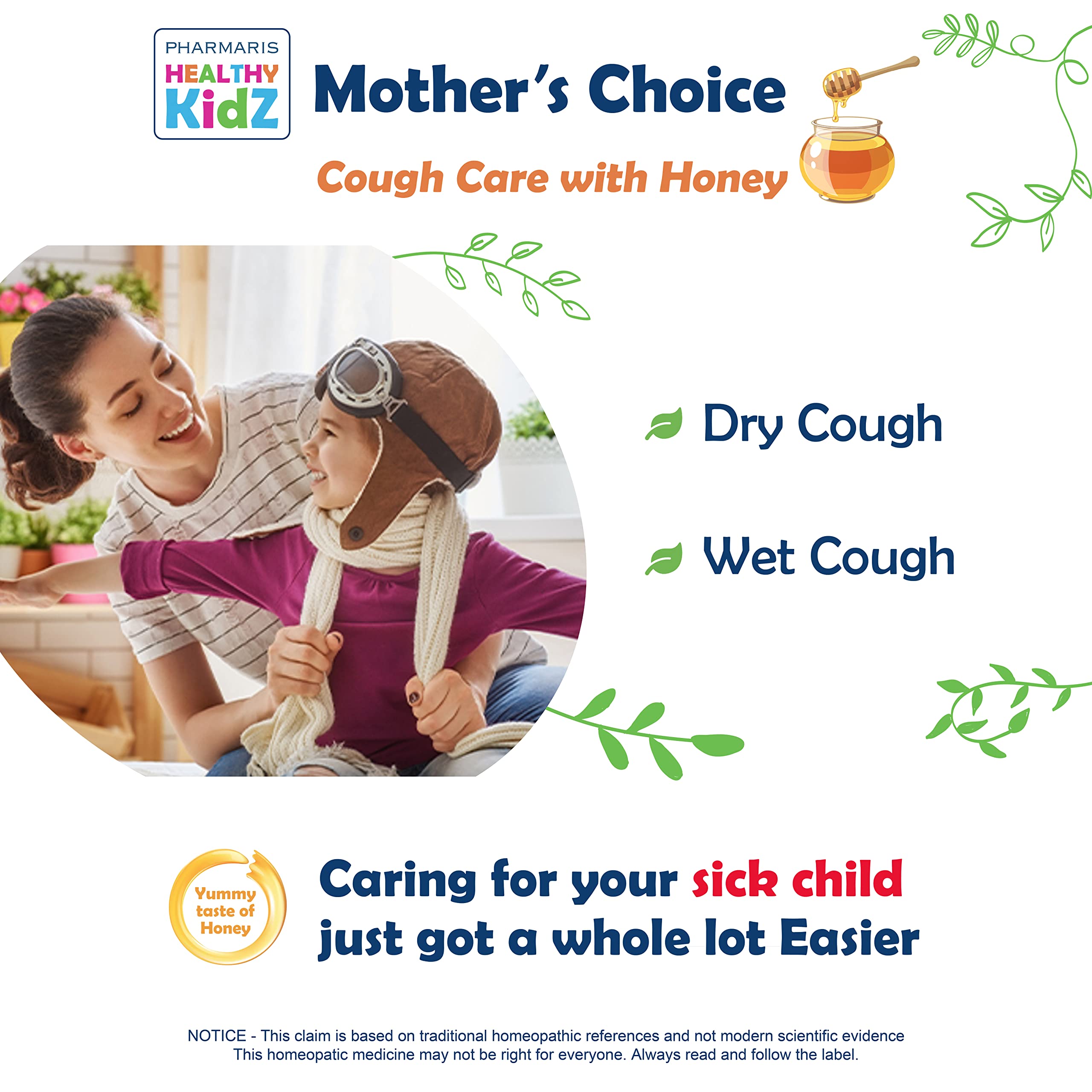 Mother’s Choice for Koff, for Dry and Wet Cough, Natural Cough Care for Kids with Honey, 125 ml PHARMARIS HEALTHY KIDZ MOTHER'S CHOICE uk supplements
