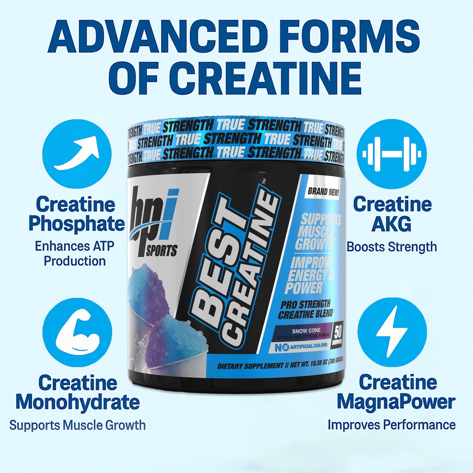 BPI Sports Best Creatine - Creatine Monohydrate Powder for Men & Women, Himalayan Salt - Strength, Pump, Endurance, Muscle Growth, Muscle Definition - No Bloat - Snow Cone - 50 servings - 10.58 Oz BPI Sports uk supplements