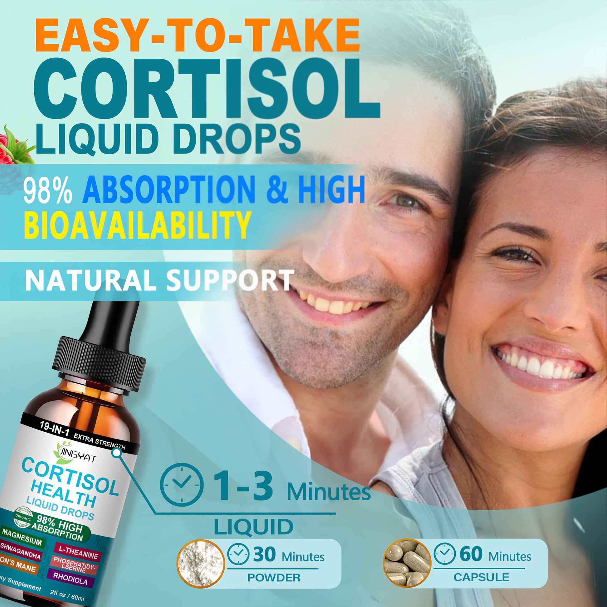 Cortisol Supplements for Women,19-in-1 Cortisol Supplement Liquid Drops w/Magnesium,L-Theanine,Ashwagandha,Omega-3, High Absorption Hormone Balanced for Women Drops - Sleep Focus Mood, Non-GMO JINGYAT uk supplements