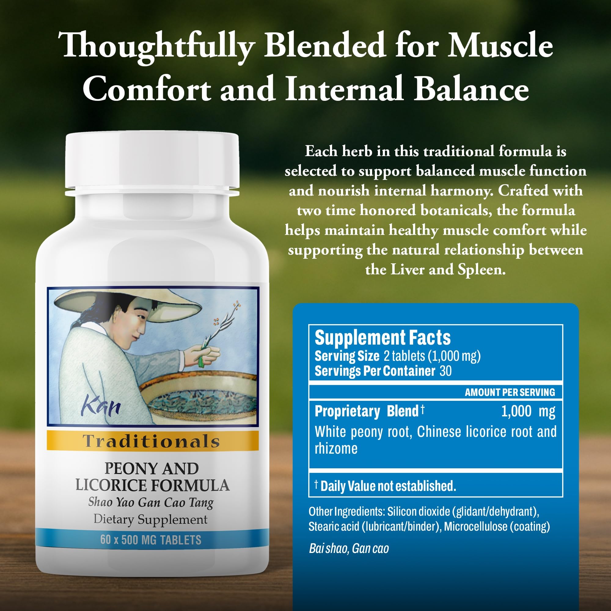 Kan Herbs Company Peony & Licorice Formula Tablets – Traditional Chinese Herbal Blend with White Peony Root & Chinese Licorice to Support Liver Balance, Muscle Comfort & Digestive Harmony, 60 Tablets Kan Herb uk supplements