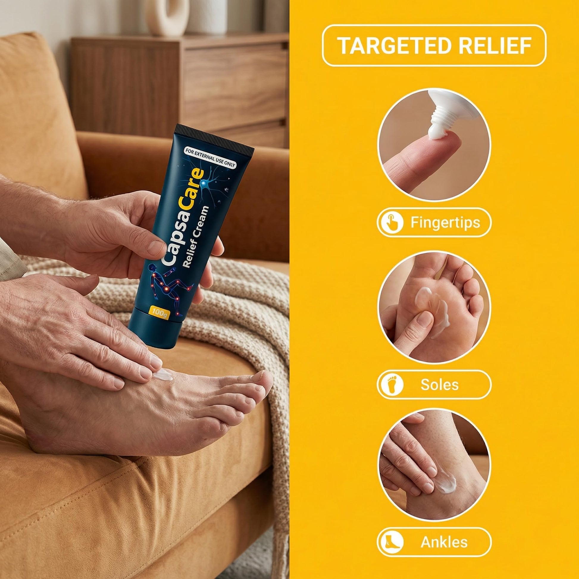 CapsaCare Neuropathy Relief Cream - with Capsaicin & Arnica, Menthol for Muscle & Joint Comfort, Fast Absorbing Formula for Feet, Hands, Legs, and Waist (2Pcs) MCArthur uk supplements