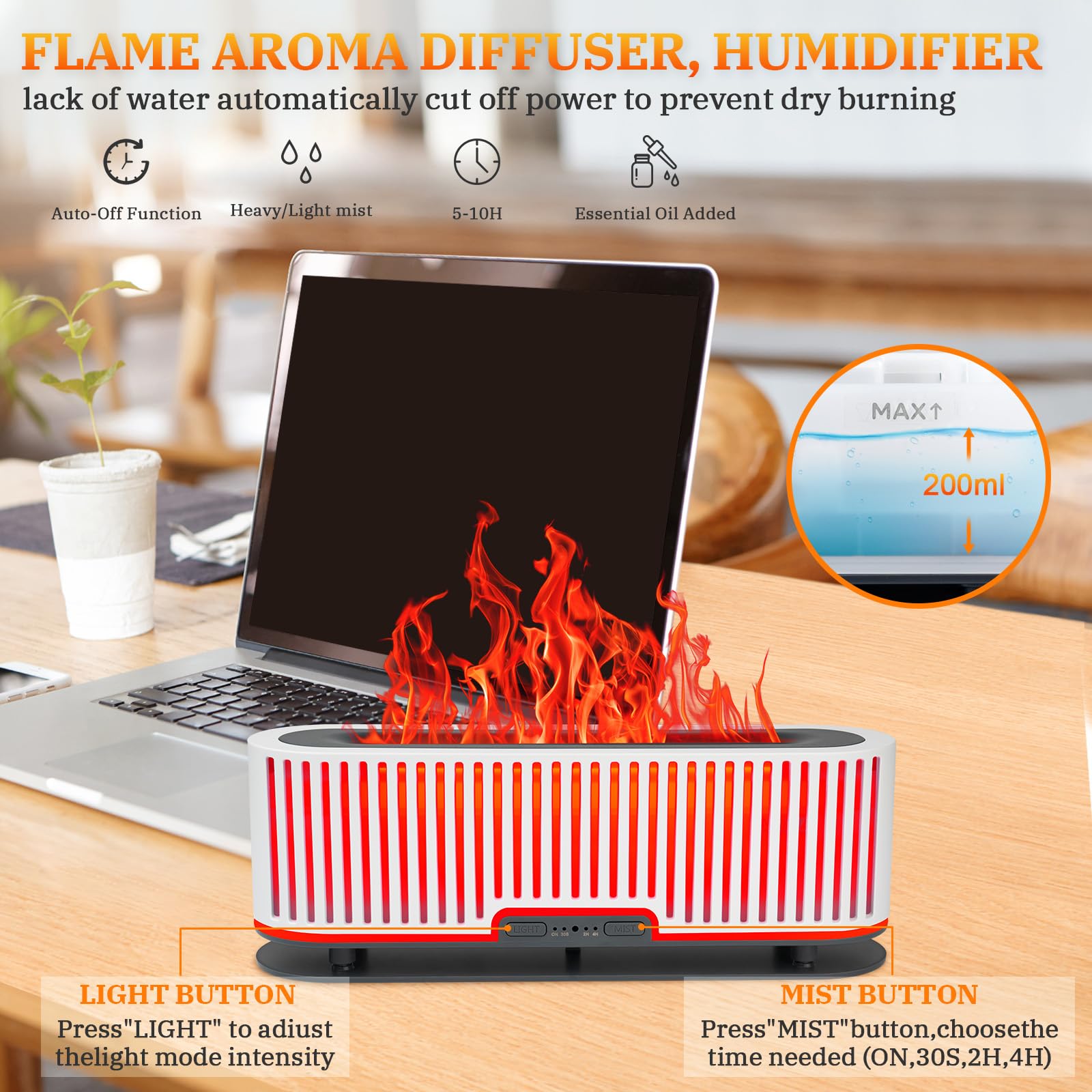 Comfynest Colorful Flame Air Aroma Diffuser Humidifier 7 Flame Colors,200ml Essential Oil Comfynest uk supplements