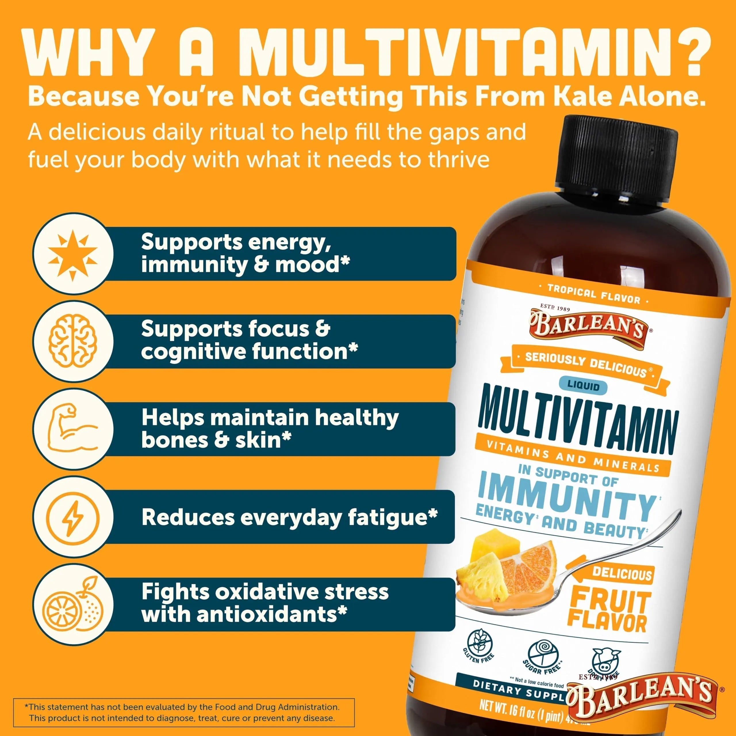 Barlean's Liquid Multivitamin for Women, Men & Kids, 21 Essential Vitamins & Minerals, Includes Biotin, B-Complex Barlean's uk supplements