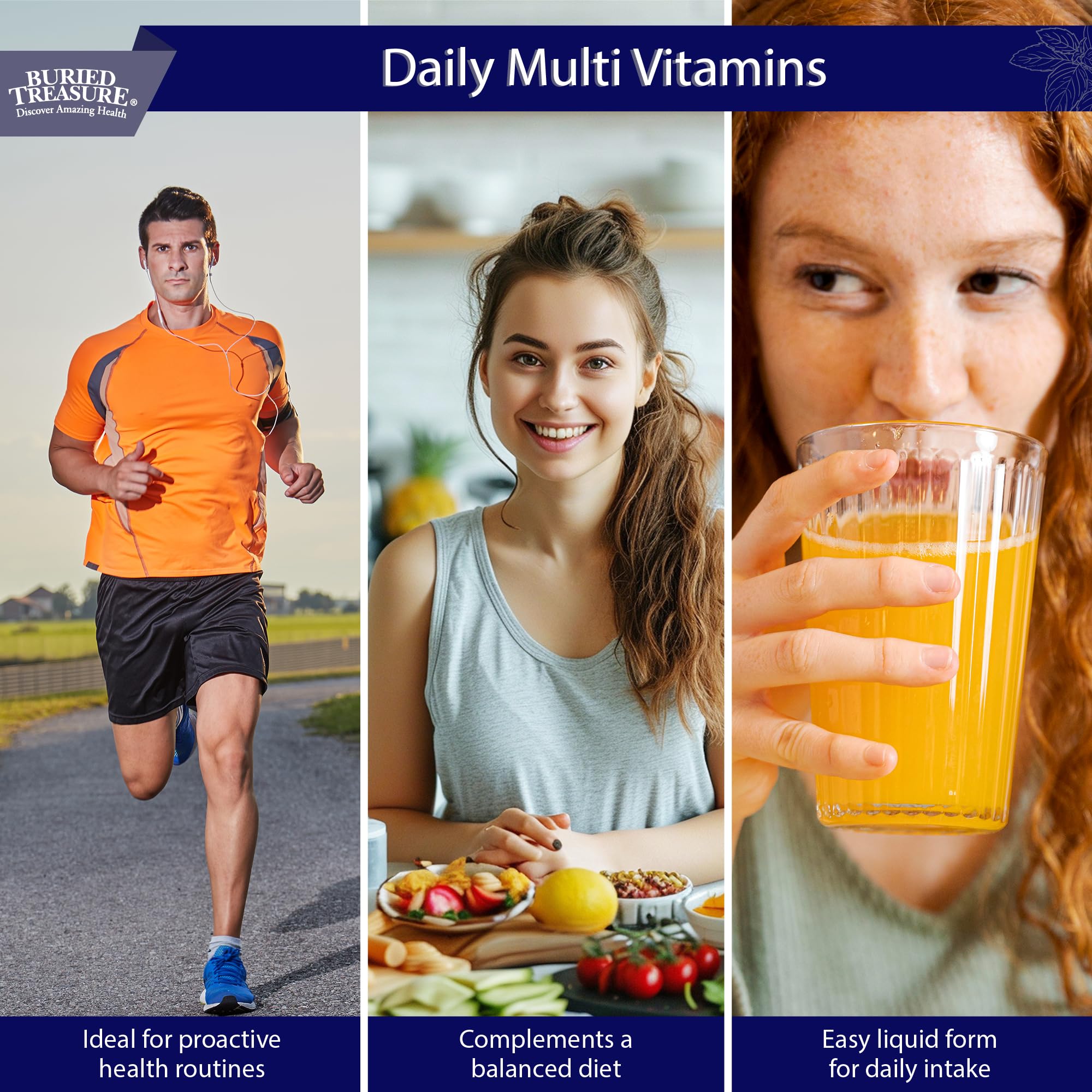 Buried Treasure Daily Nutrition Liquid Multivitamin and Mineral Supplement with Trace Minerals, Superfoods, Vitamin A, B-Complex, C, D, E, Methylfolate, Biotin, Magnesium, Zinc, Resveratrol, 32 serv Buried Treasure uk supplements