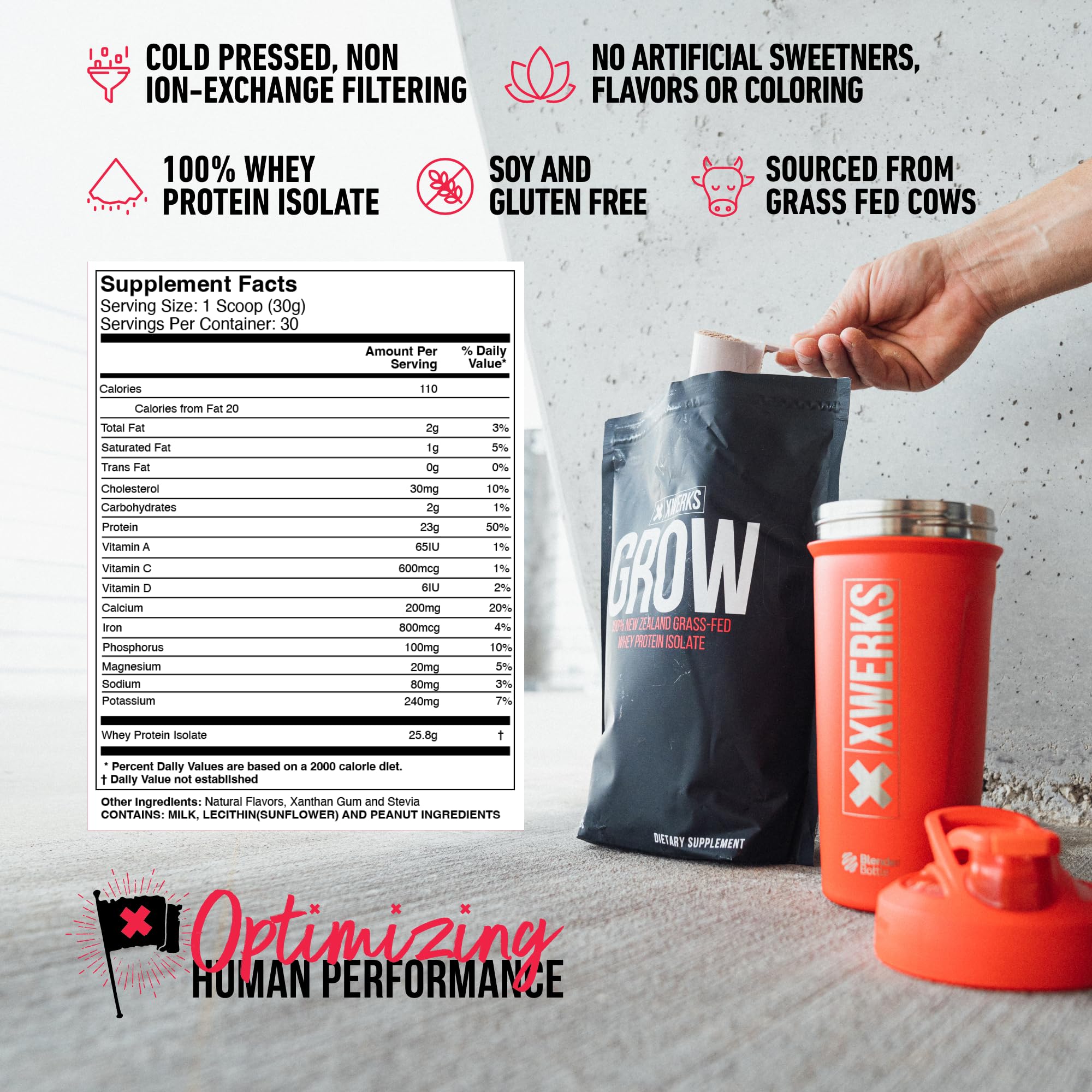 Xwerks Grow 100% New Zealand Grass-Fed Whey Protein - 25g of Pure Isolate Protein Xwerks uk supplements