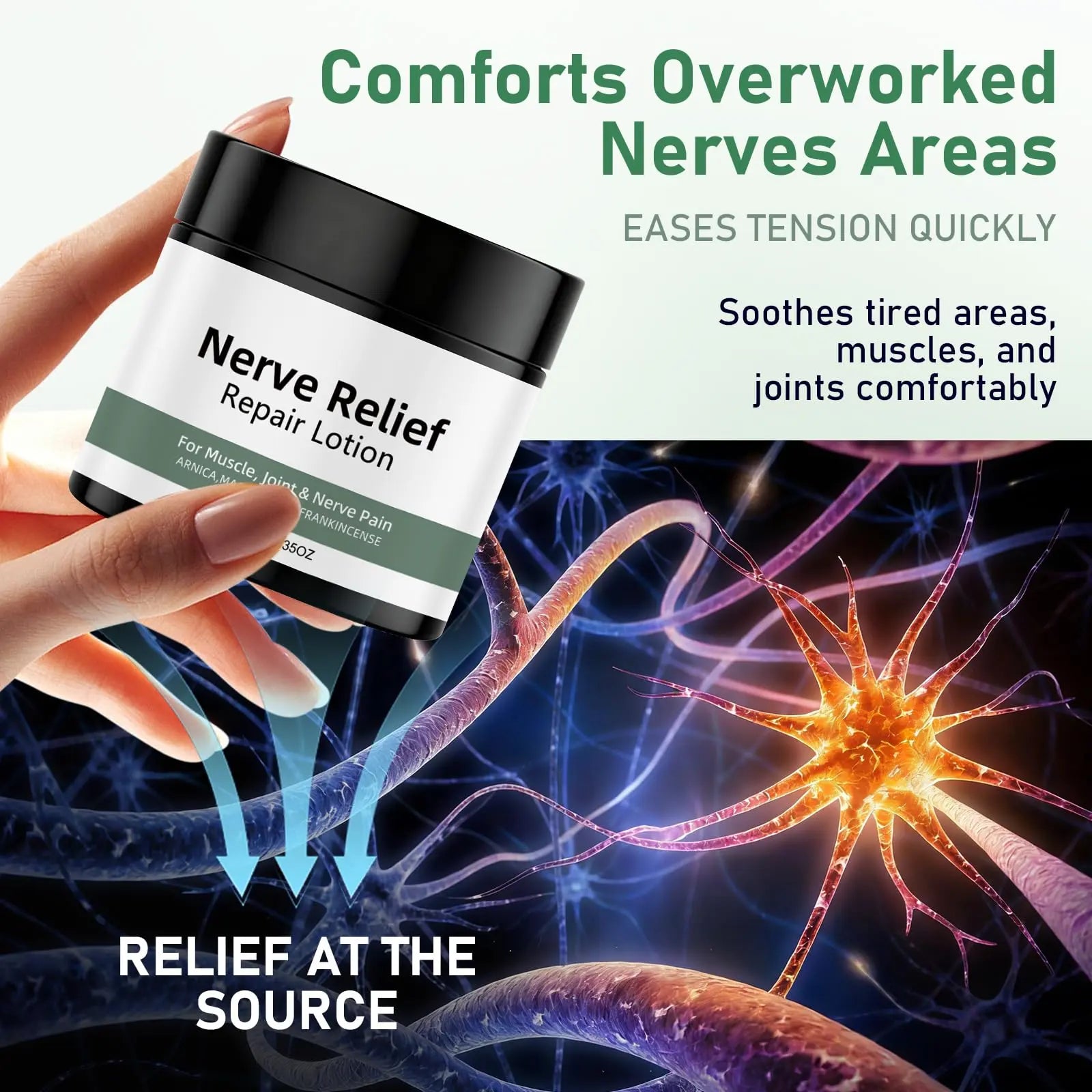 Vincofoo 2PC Nerve Relief Repair Lotion Cream, Neuropathy Lotion with Arnica, Deeply Moisturizes Skin, Keep Soft Smooth, Suitable for Muscle, Lumbar, Neck, Hands and Feet Vincofoo uk supplements