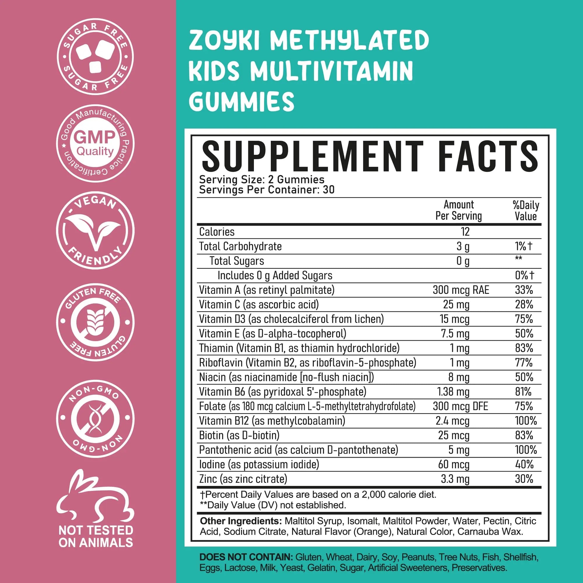 Zoyki Methylated Multivitamin Gummies for Kids - Children’s MTHFR Support Supplement with B Complex 5-MTHF Folate (L-Methylfolate) Zoyki uk supplements