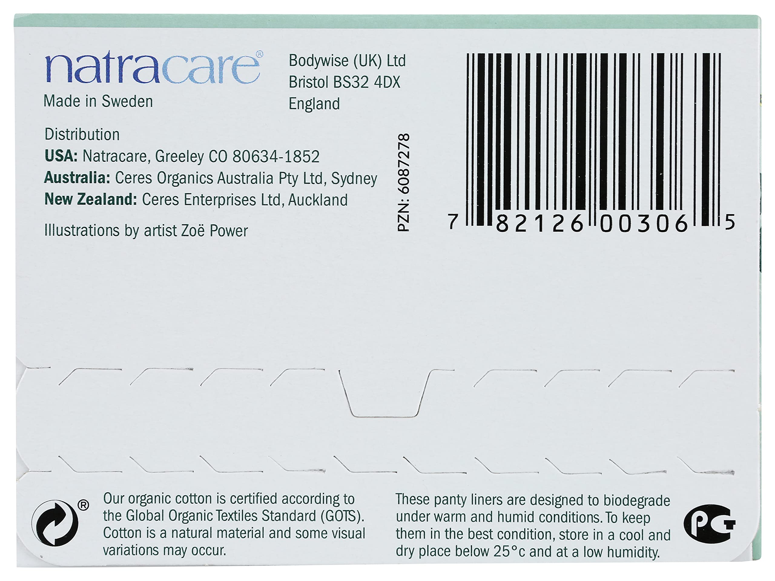 Natracare Natural Organic Curved Panty Liners, with Certified Organic Cotton, Ecologically Certified NATRACARE uk supplements