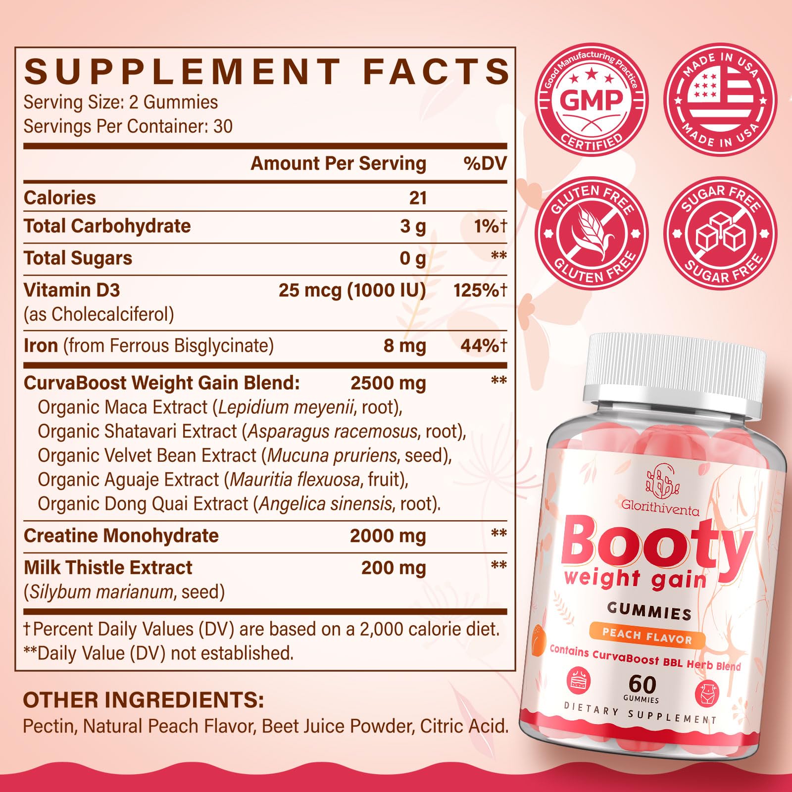 Glorithiventa Cholesterol & Booty Gummies Supplement Bundle - Plant Sterols & Stanols + CurvaBoost BBL Herb Blend & Creatine Monohydrate - Cholesterol Normal Level, Booty, Curves & Energy Glorithiventa uk supplements
