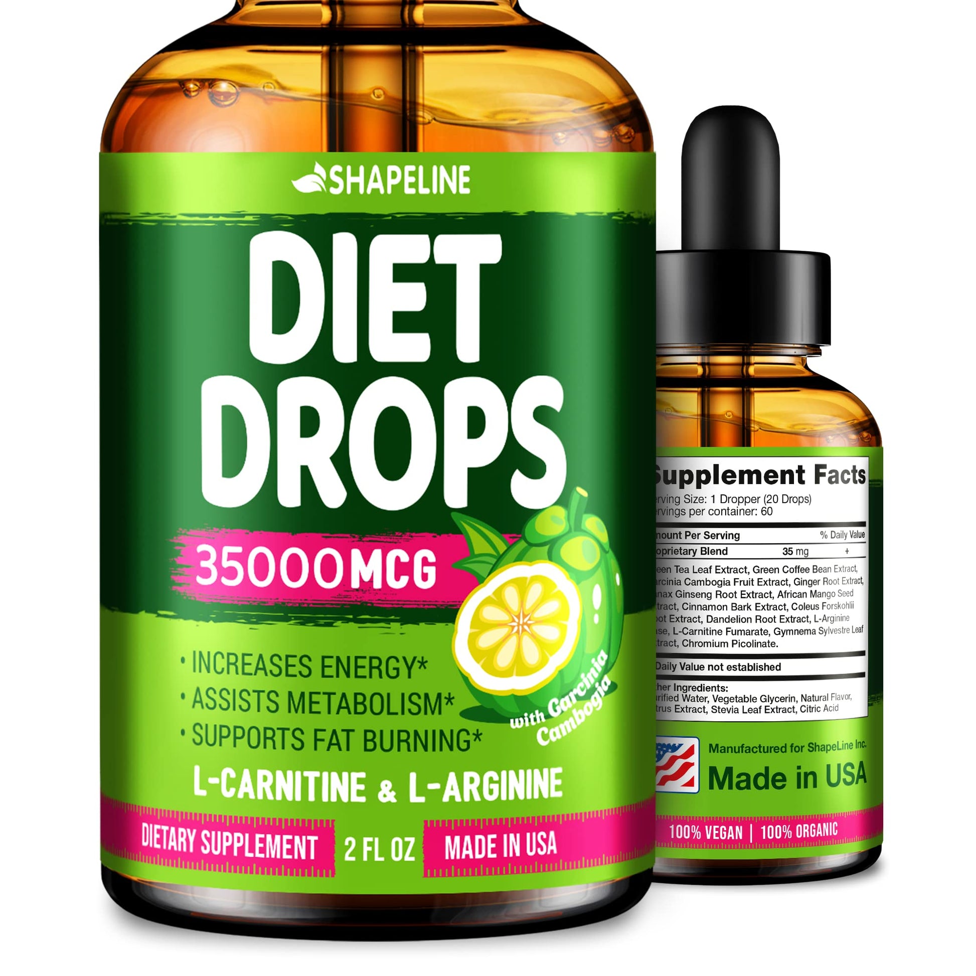 SHAPELINE Weight Loss Drops - Diet Drops 1 Fl Oz & 2 Fl Oz - Made in The USA - Appetite SHAPELINE uk supplements