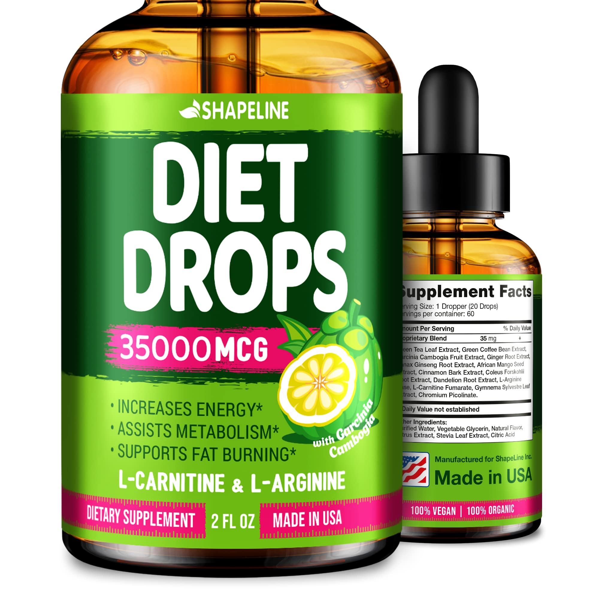 SHAPELINE Weight Loss Drops - Diet Drops 1 Fl Oz & 2 Fl Oz - Made in The USA - Appetite SHAPELINE uk supplements