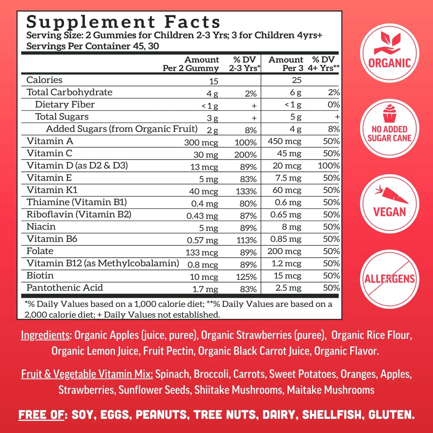 Llama Naturals Kids Multivitamin Gummies | Real Fruit, No Added Sugar Cane | Organic Vegan Toddler Whole Food Vitamins | Llama Naturals uk supplements