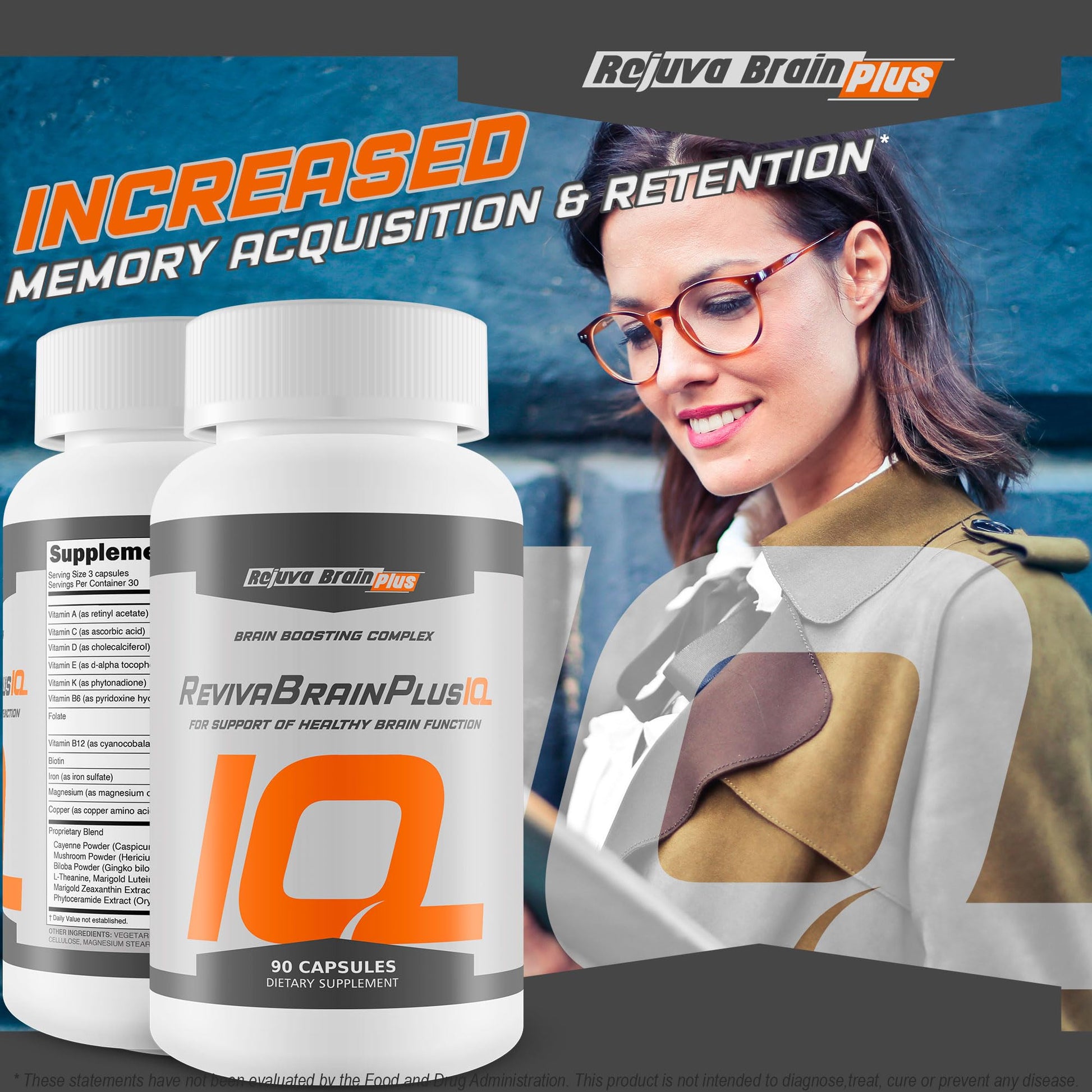 Rejuva Brain Plus Reviva Brain Plus IQ - Support Healthy Brain Function - Brain Boosting Complex Ultra Blend Formulated with Memory Support Nootropic Ingredients - Clarity - Focus - Performance Rejuva Brain Plus uk supplements