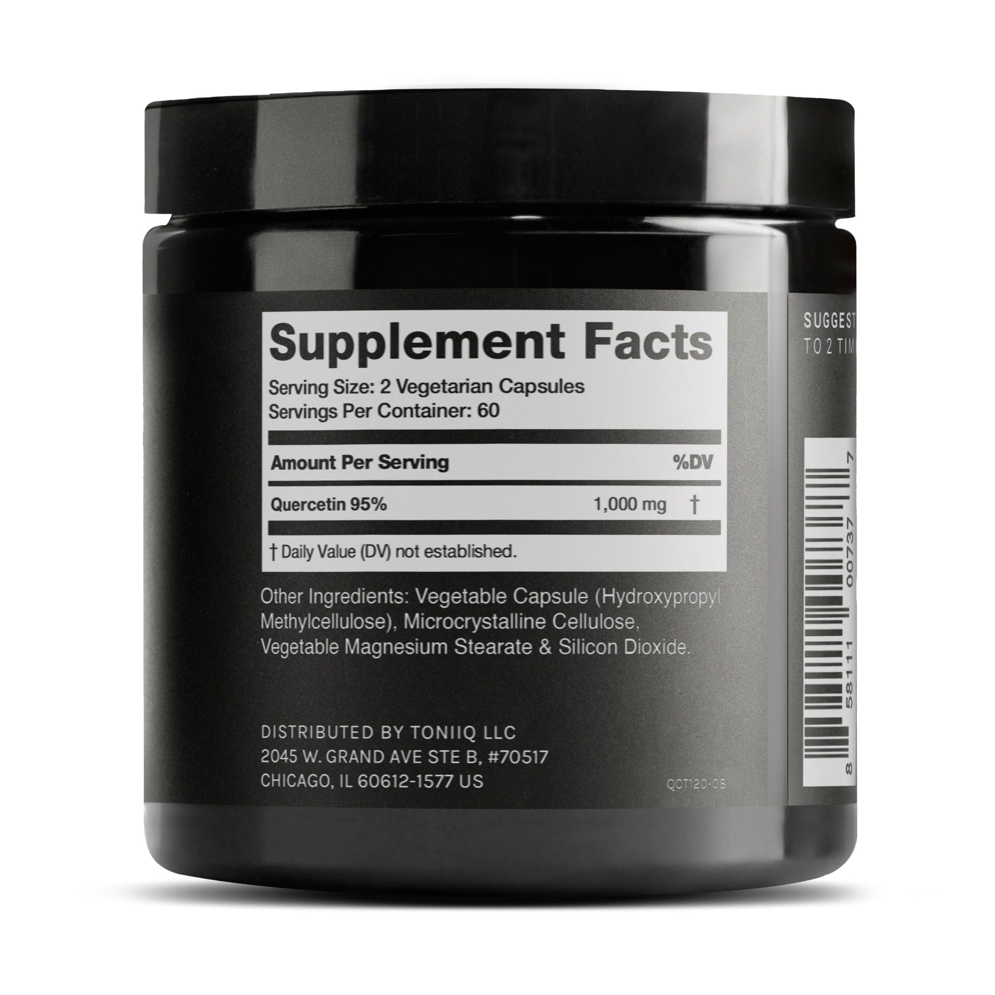 Toniiq Ultra High Purity Quercetin Capsules - 95%+ Highly Purified and Bioavailable - 1000mg Per Serving - 120 Capsules Quercetin Supplement Toniiq uk supplements