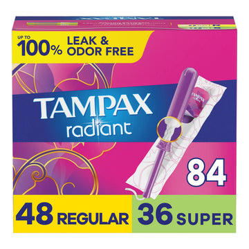 Tampax Radiant Tampons Multipack, Regular/Super Absorbency, with Leakguard Braid, Unscented, 84 Count Tampax uk supplements